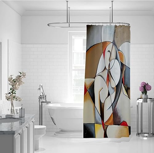 Miniatura 2 de BYJING Art Picasso - Cortina de ducha con figuras abstractas cortinas de ducha para artistas decoración del hogar hotel lavable a máquina