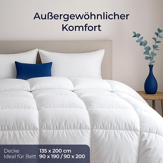 Dreamzie down blanket 135x200 down duvet - bulky all-season blanket 450gsm - comfort duvet 135x200 cm - duvets down & feathers - certified for animal welfare