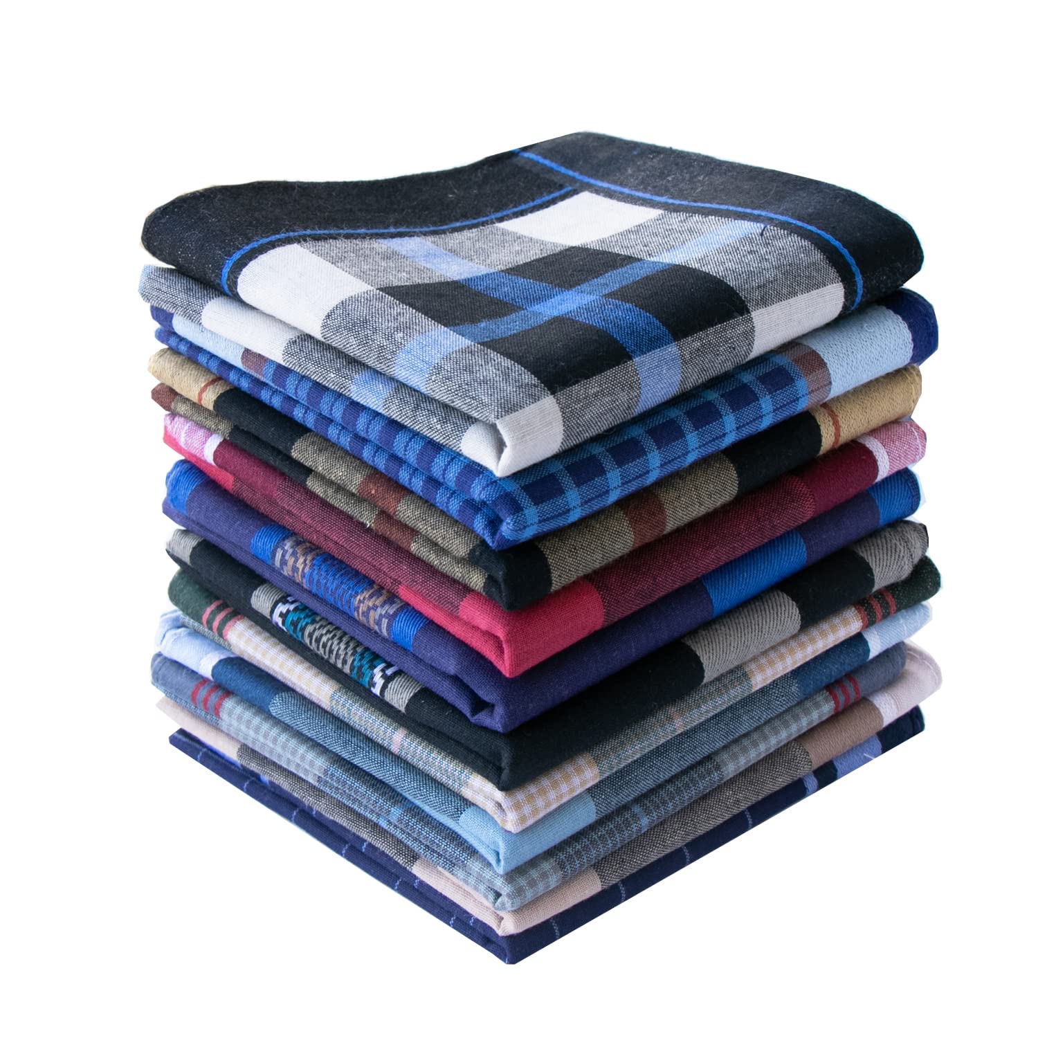 Assorted Men's Handkerchief Plaid 100% Cotton Handkerchiefs Soft Hankies