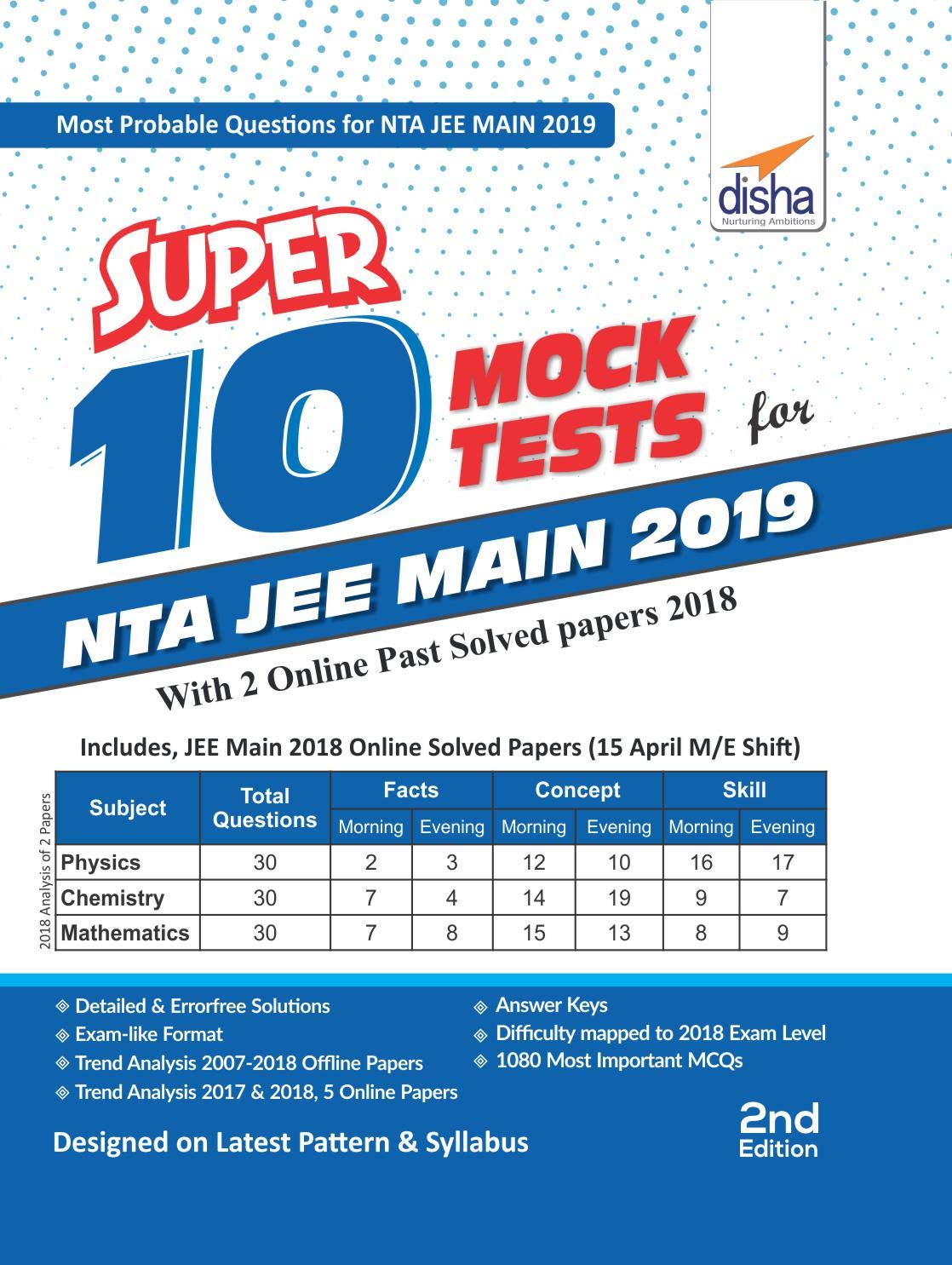Buy Super 10 Mock Tests for NTA JEE Main 2019 with 2 Online Past Solved ...