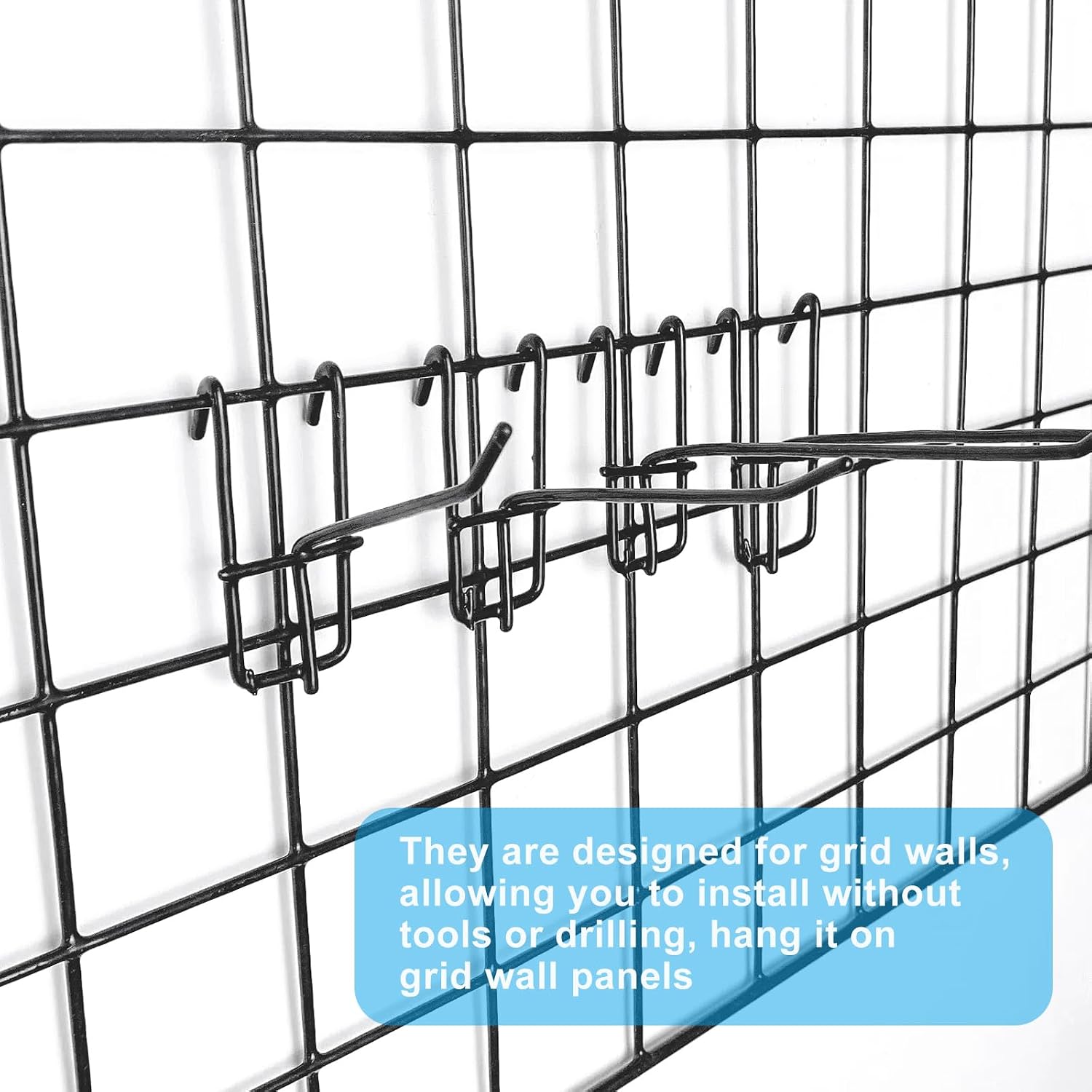Grid Wall Hooks, Black, 4 inch, 25 Pcs image 4