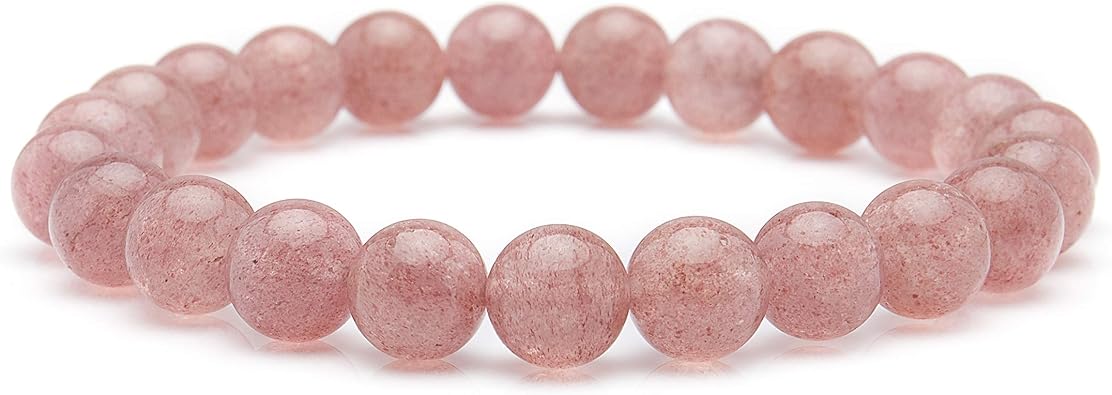 Bivei Natural Gem Semi Precious Reiki Healing Crystals Handmade 8mm Round Beads Stretch Bracelet
