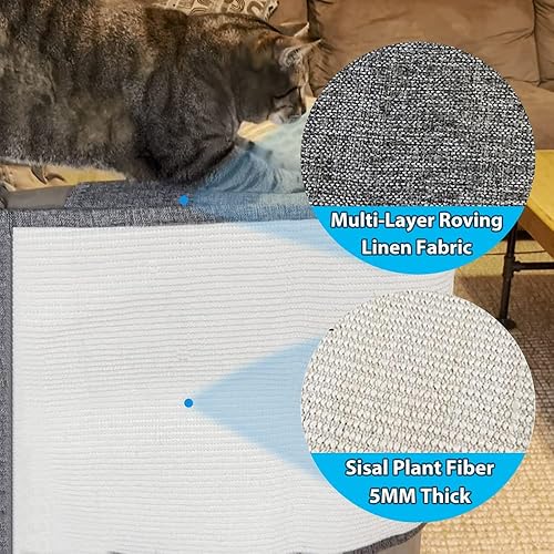 Miniatura 3 de NATUYA Protectores de muebles de gatos y gatos, cojín disuasorio de arañazos para gatos, elástico antiarañazos (gris oscuro, derecho)