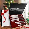SCOLE Knife Set Razor Sharp Kitchen Knife Set 7 Pieces with Sharpening Stick Knife Set Professional Chef's Knife Set Gift Box