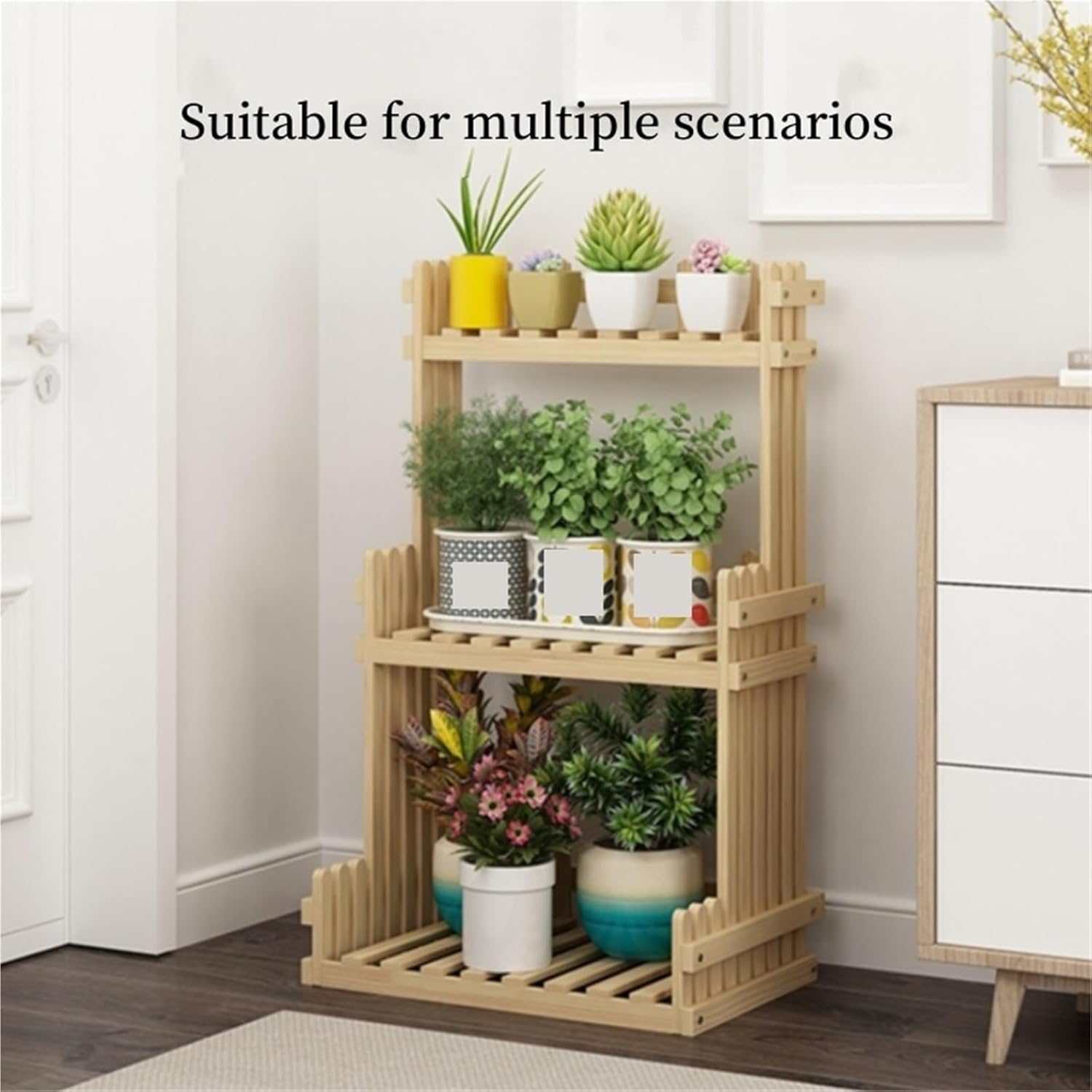 Wood Plant Stand Indoor Plant Shelves Rack Outdoor Flower Display Rack Decorative Rack Flower Pot Storage Rack for Living Room Patio Balcony ,for Corner Living Room