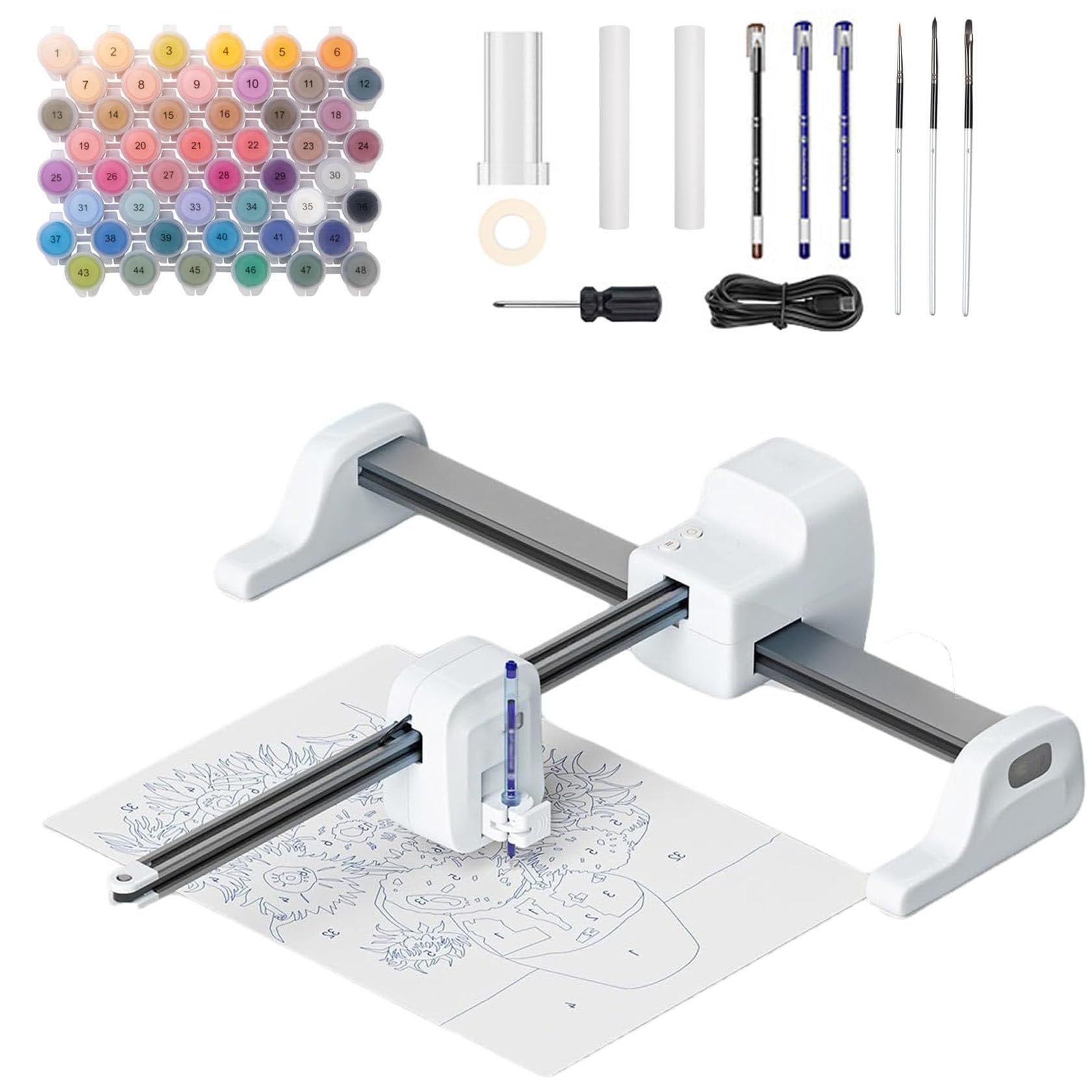MáQuina De Bocetos para Pintura Digital Personalizada, MáQuina De Dibujo White | MáQuina De Dibujo Y Pintura Con Ia, Grosor MáXimo De 16 Mm, Apta Para MúLtiples Superficies, MáS De 60 Fuentes Y