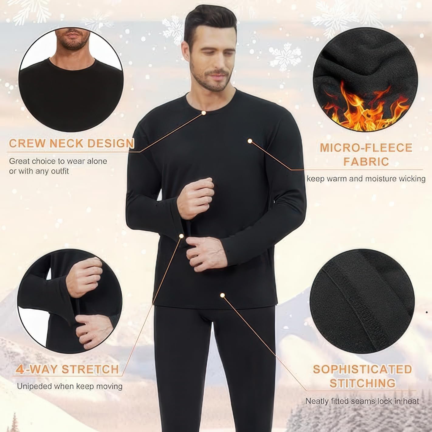 Necomi Long Johns Thermal Underwear...