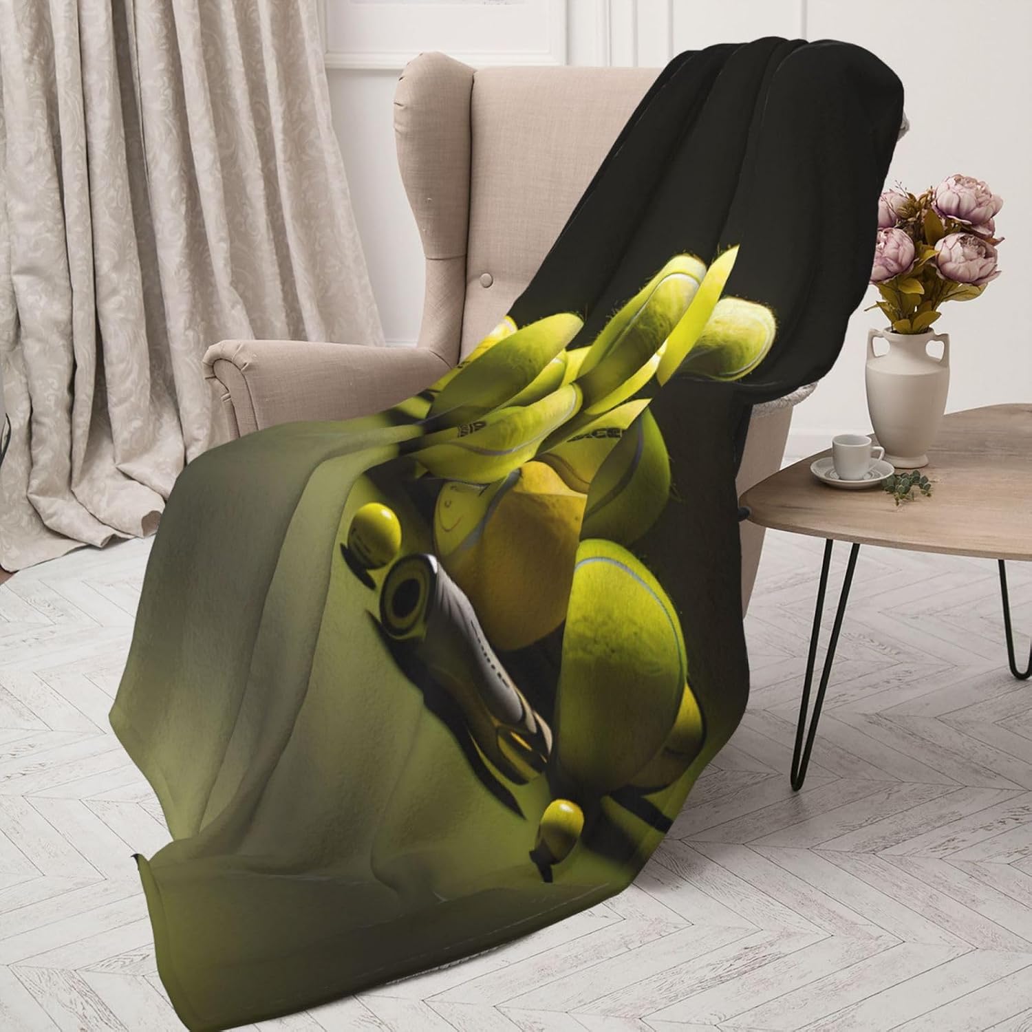 Tennis Diagram Decorative Gift Blanket, Sofa Bed Living Room Camping Travel Blanket (50 * 40 inches), Flannel Children's Blanket,
