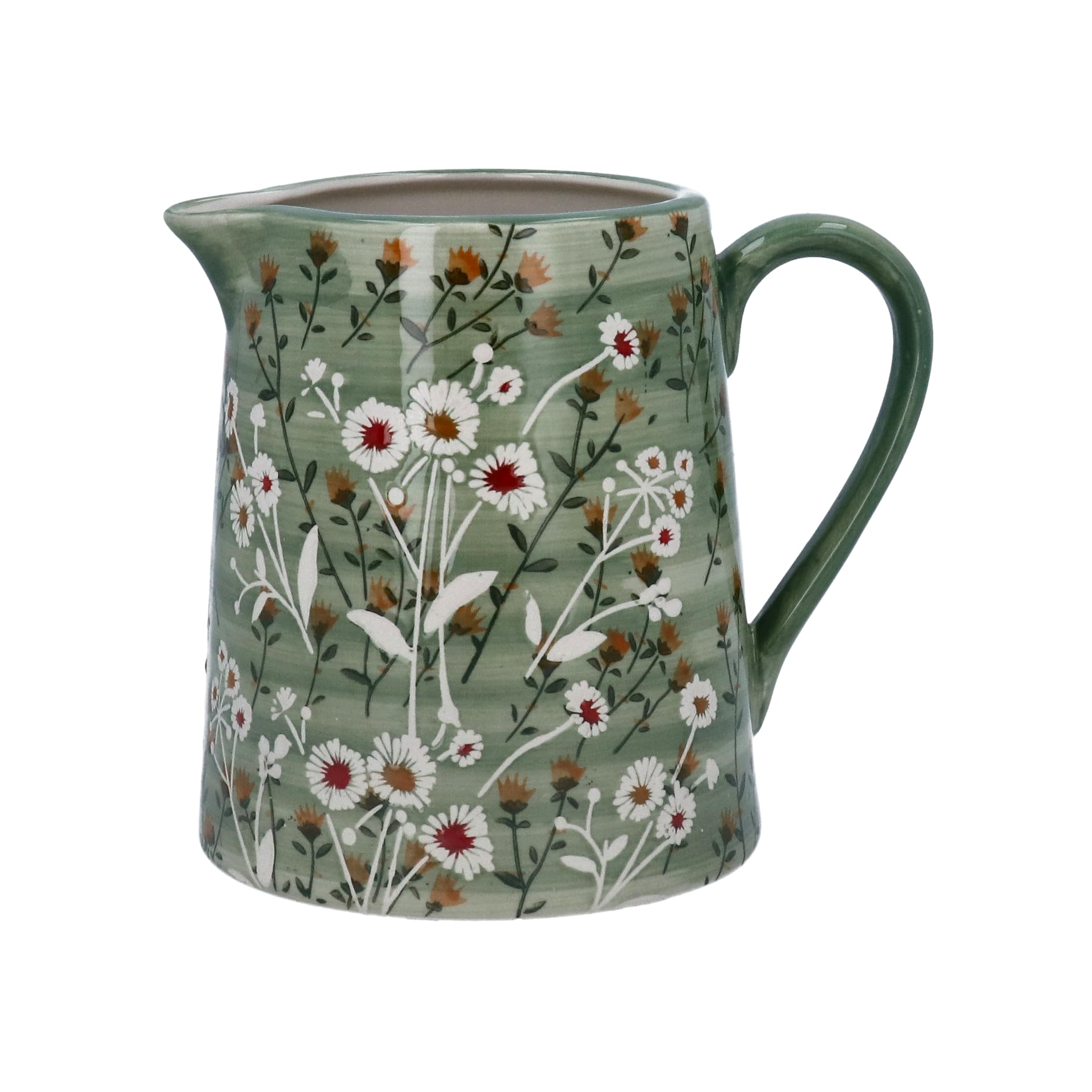 Gisela Graham Green Wild Daisy Stoneware Jug, Large