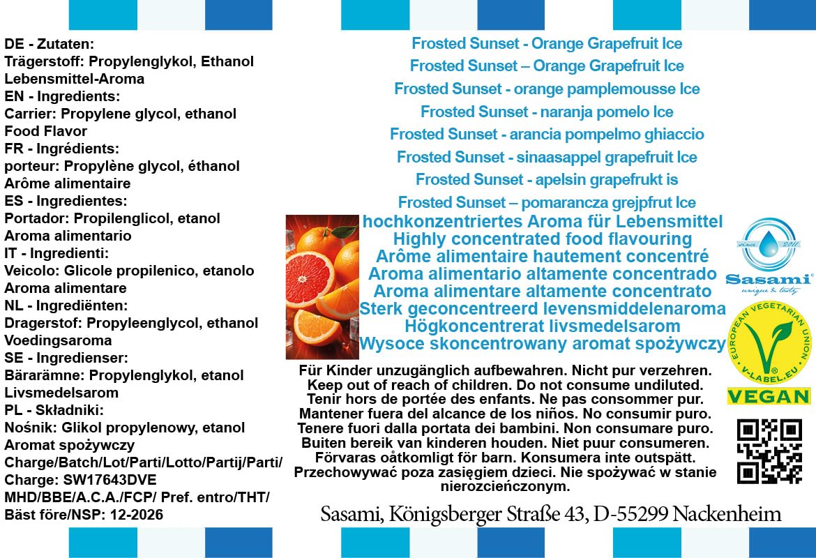 Frosted Sunset – pomarańcza grejpfrut Ice aromat koncentrat – Wegański – Sasami – 100ml