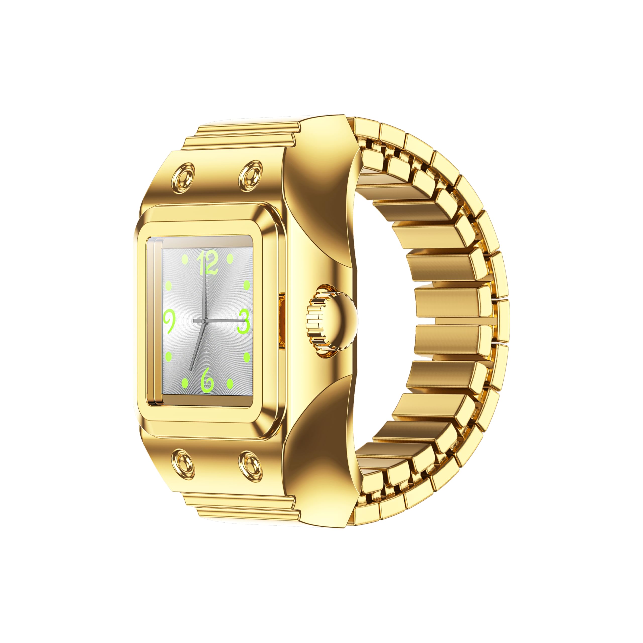 Anneau Intelligent avec Montre à Quartz, Tracker de Sommeil/Fréquence Cardiaque/Oxymétrie/Activité, Bluetooth Photography Bague Intelligente Disponible Pour iOS/Android, Longueur Réglable (Doré)