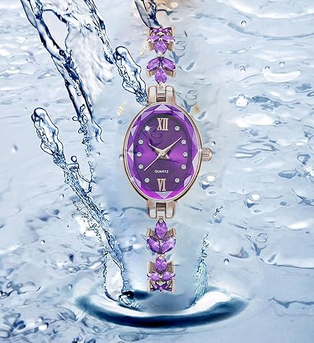 Miniatura 2 de BESTKANG Reloj de pulsera casual de pétalos de lujo para mujer, reloj de cuarzo simulado para mujer