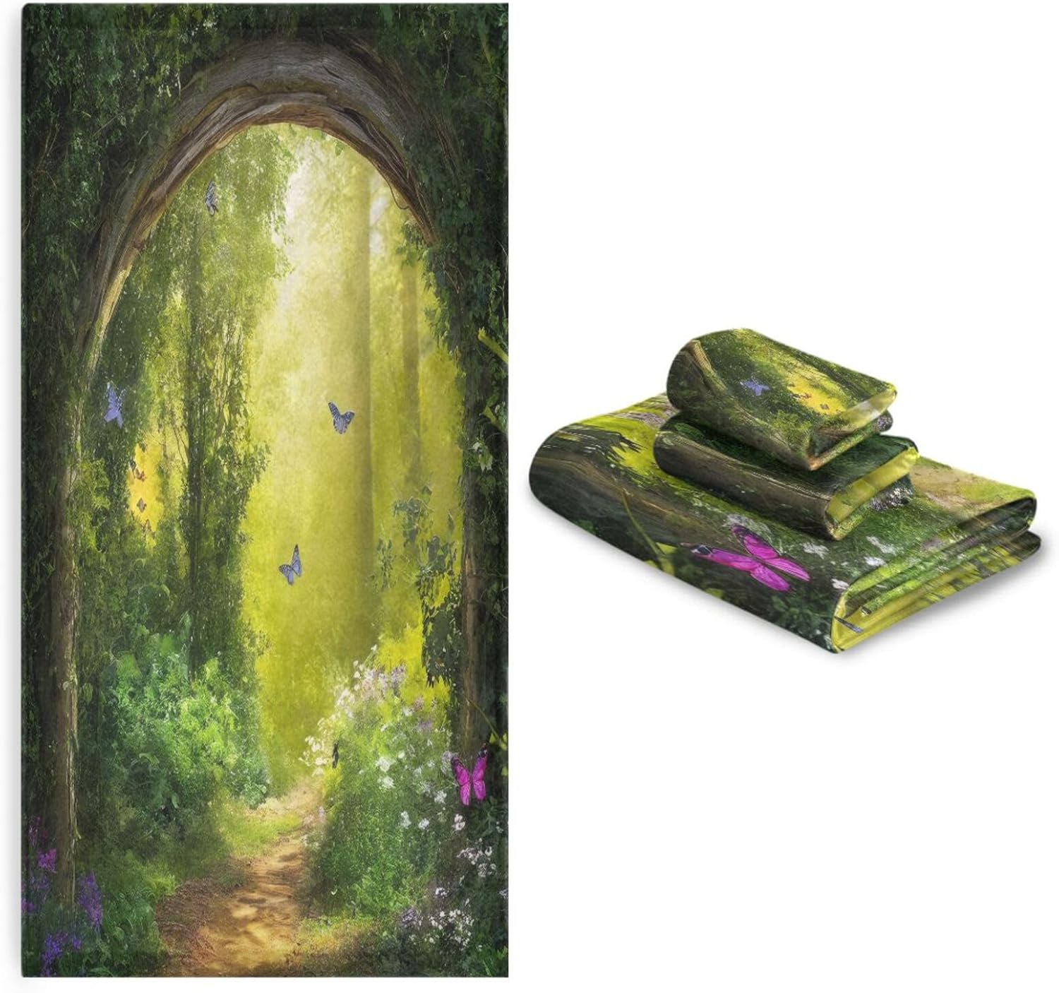 Bath Towels 3PCS Nature Forest Scenic Bathroom Towel for Face Hand Absorbent Washcloth for Gym Bathing Home Shower