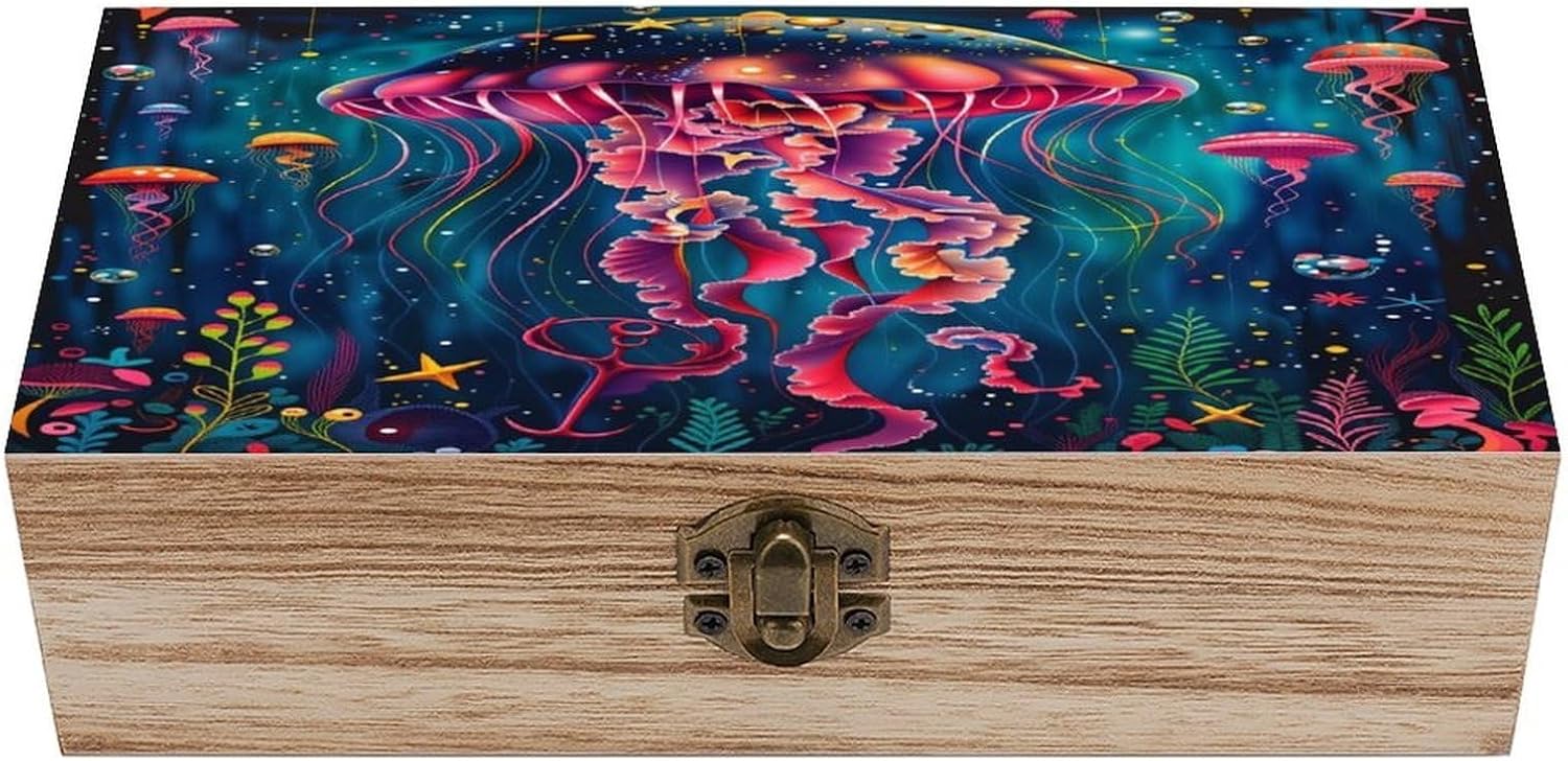 Colorful Galaxy Jellyfish Jewelry Box
