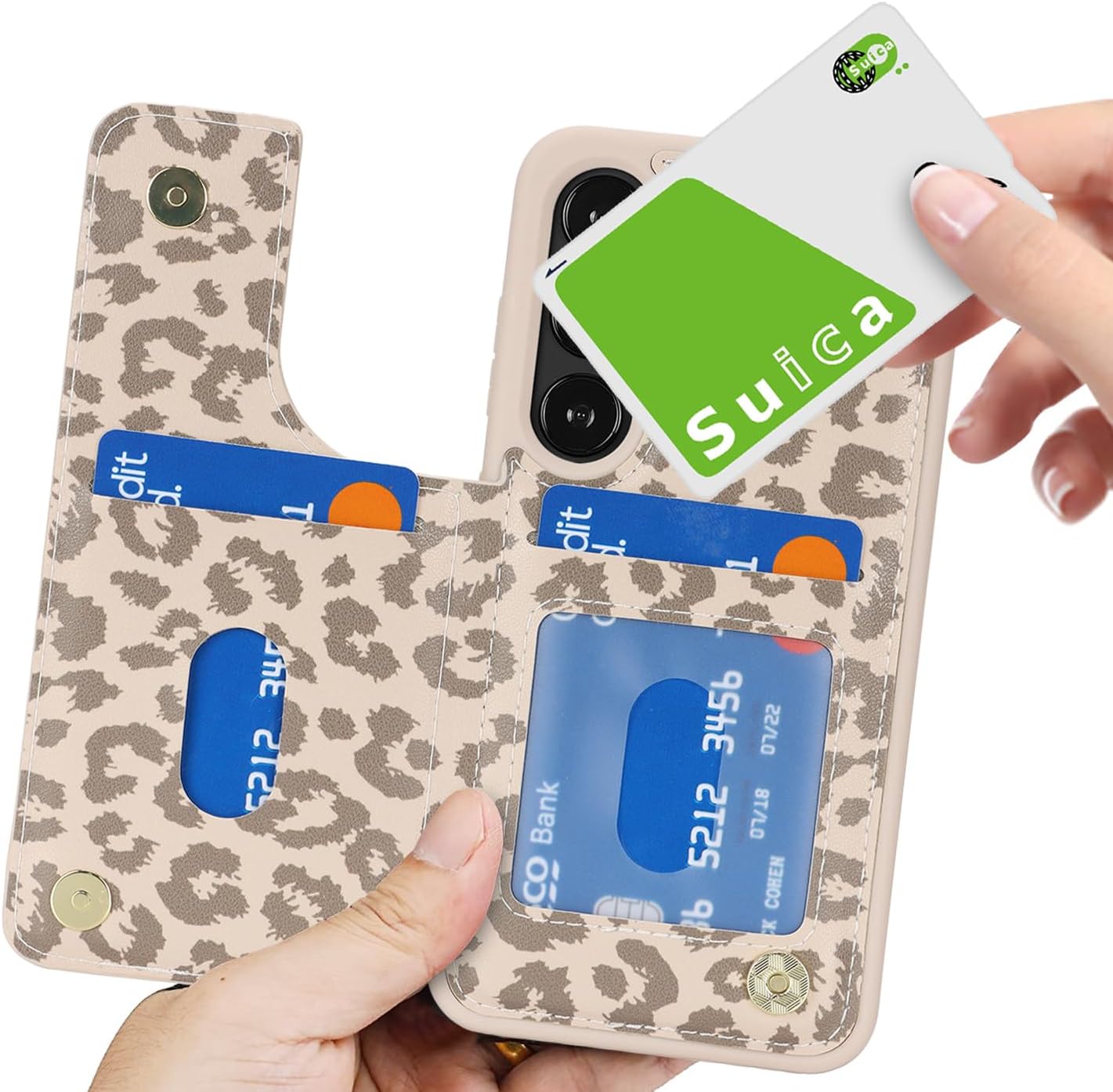 iCoverCase Compatible with Samsung Galaxy S25 Case with Card Holder, Wallet Case for Women Men [RFID Blocking] PU Leather Protective Phone Case for S25 (Beige Leopard) - Image 9