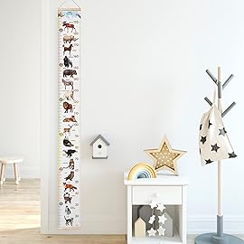 LIFELIKO Personalised Growth Chart for Animal Lovers, Removable Wall Ruler for Boys and Girls, Kids Room Decoration (Multicolor)