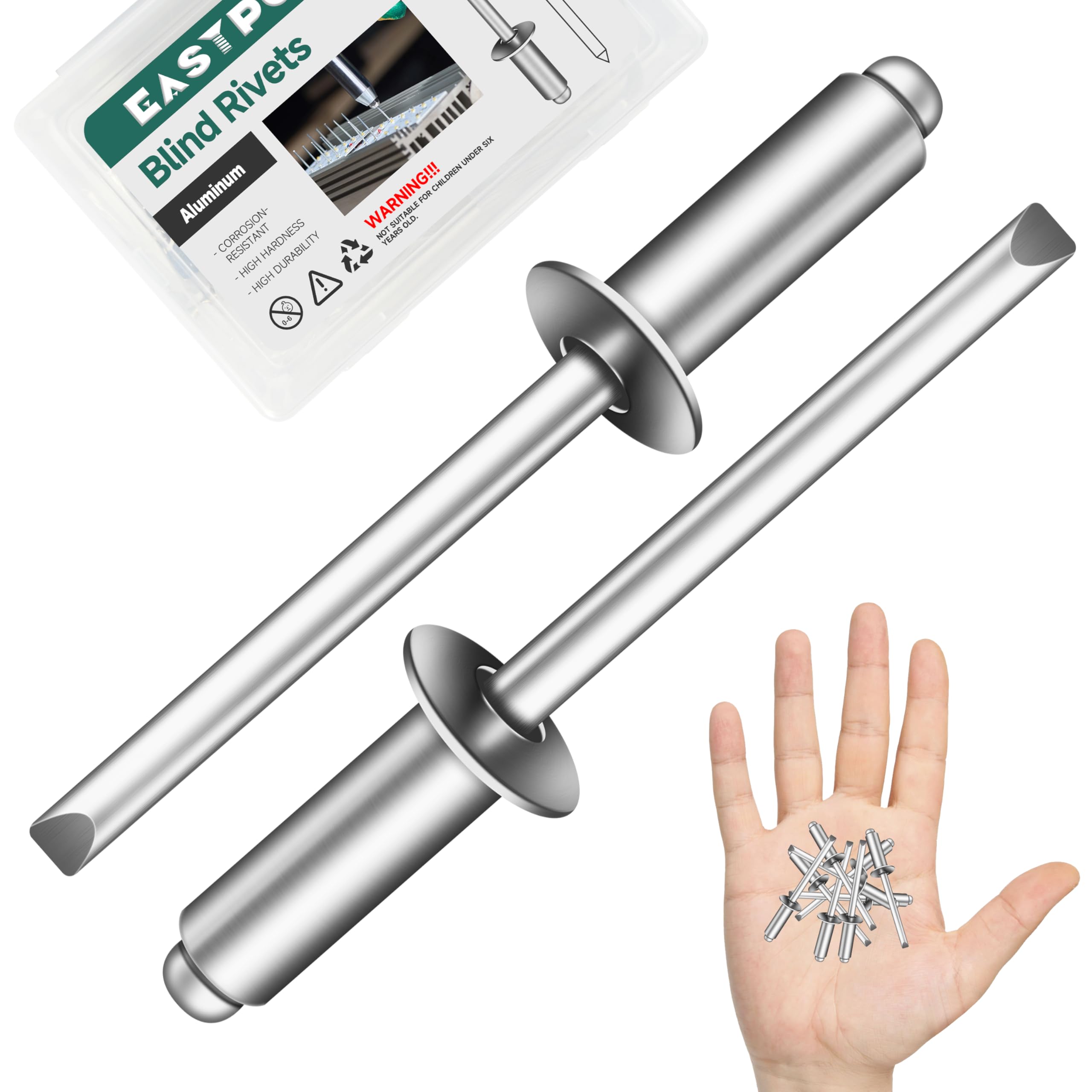Aluminum Blind Rivets - 150 Pcs (1/4" x 1/2") -8