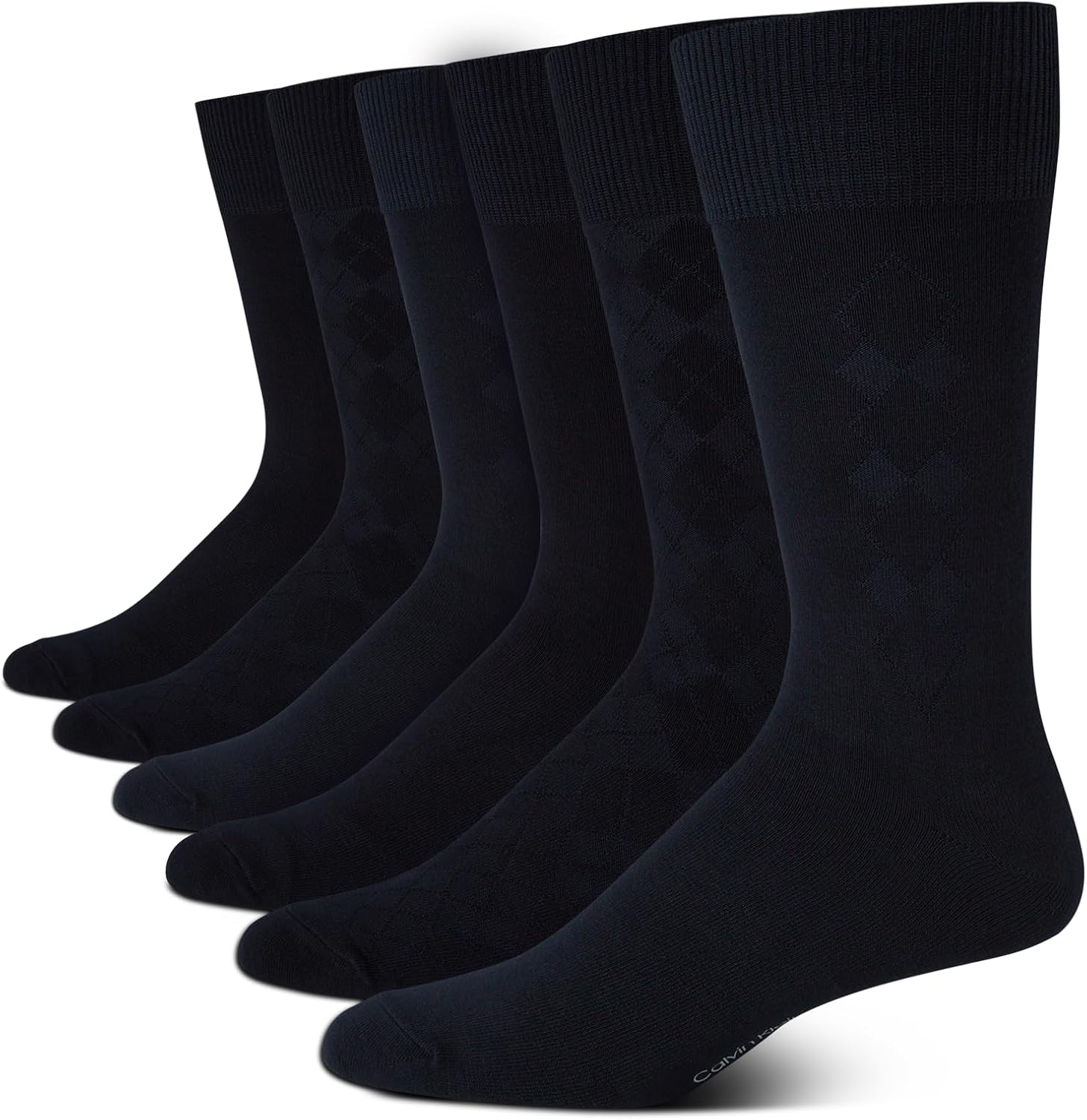 Calvin Klein Mens Dress Socks - 6 Pairs Soft Cotton Blend Crew Socks for Men - Classic Comfort Stay Up Cuff Mixed Pattern