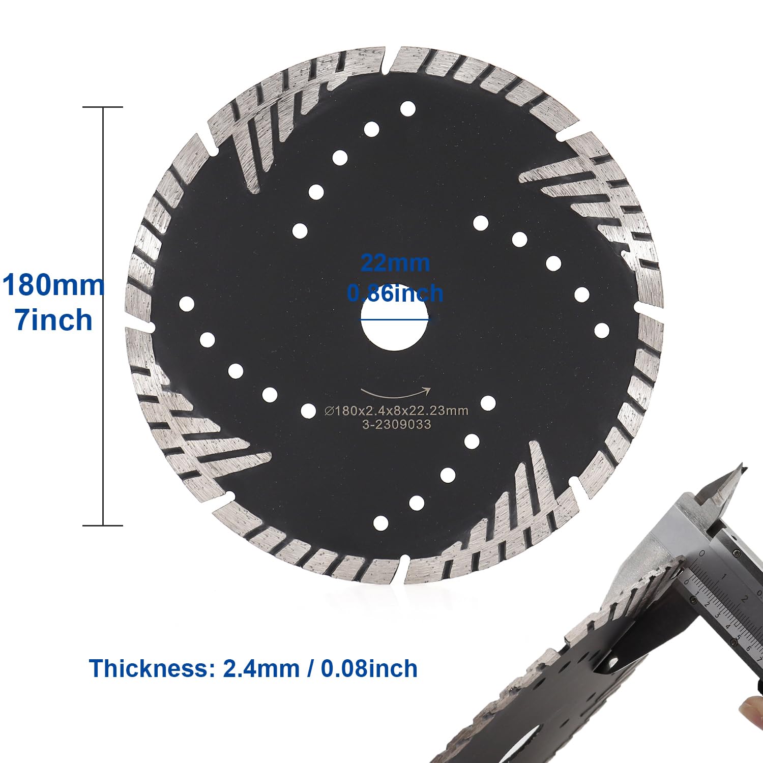 7 Inch Diamond Saw Blade Turbo Cutting Blade for Dry/Wet Cutting Granite and Marble (7-Inch-1PCS)