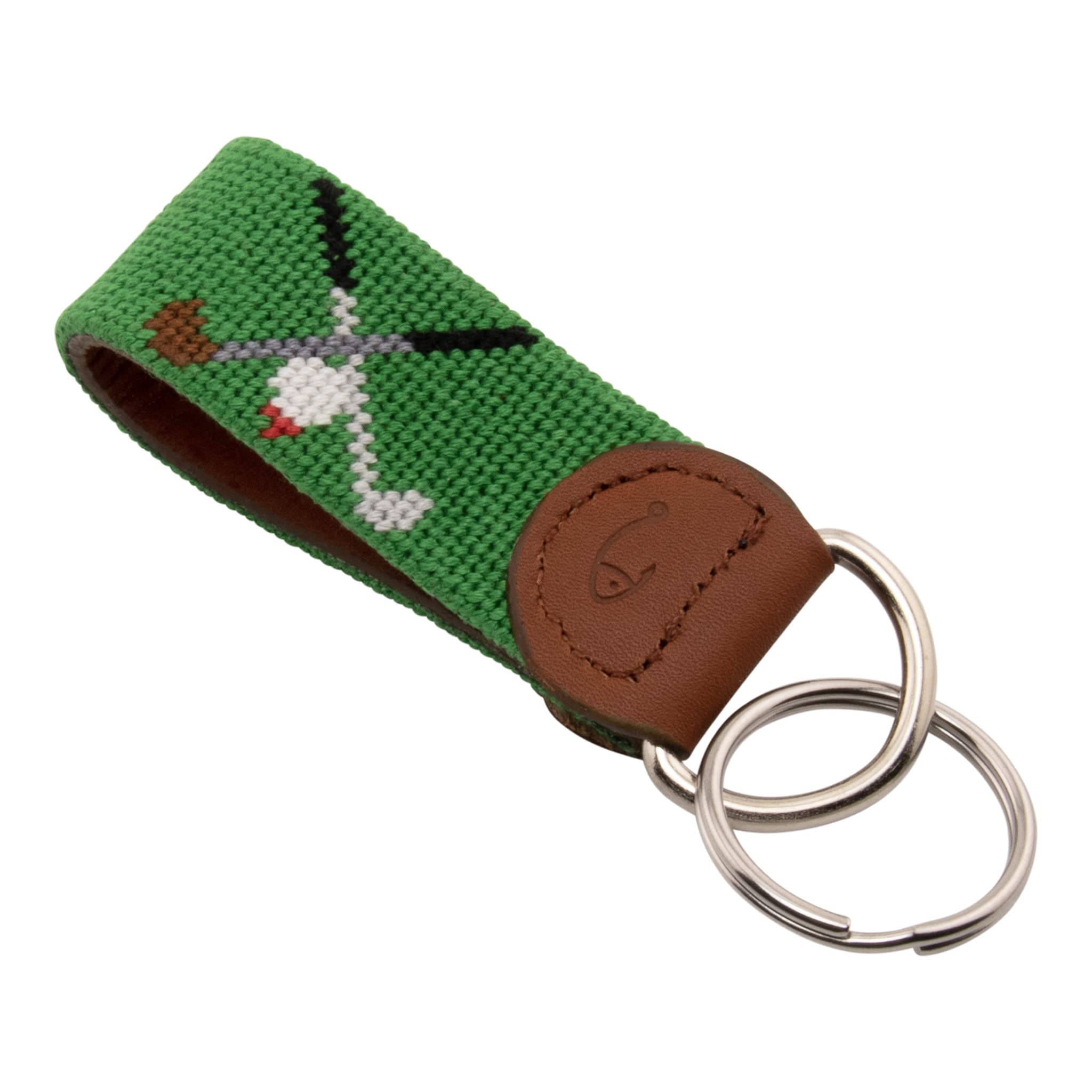 Handgenähter Schlüsselanhänger oder Schlüsselanhänger aus Leder, Golfen, Medium