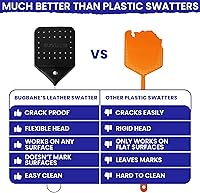Vista 3 de 2 Matamoscas de cuero para interiores. Mango largo, mata moscas manual de alta resistencia paquete múltiple. Matamoscas de alta resistencia paquete