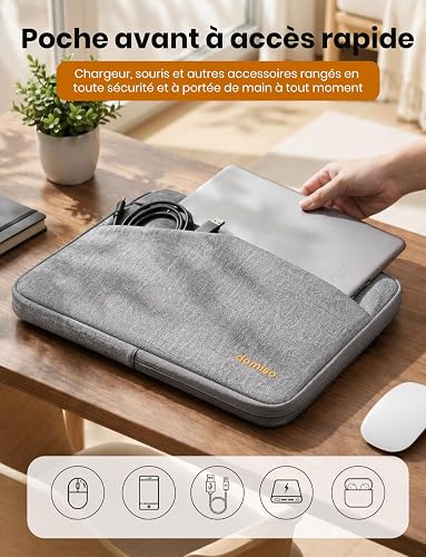 DOMISO Housse Ordinateur 16 Pouces,Pochette PC 16 Pouces pour ASUS HP Dell Lenovo Acer,Sacs et Housses pour Ordinateur Portable, Imperméable Sacoche Protection PC Portable,Beige - 3