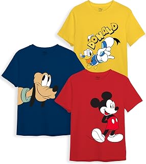 minicult Disney Mickey Mouse Regular Fit Character Printed Tshirt for Boys and Girls(White 1) (Pack of 3) Price In India