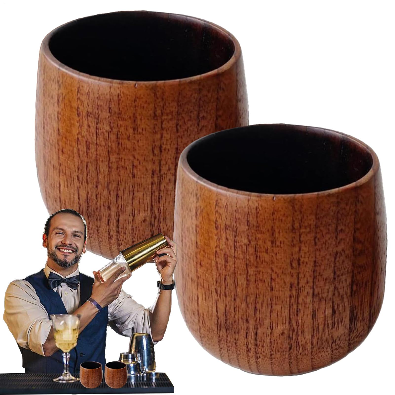 Verres à whisky en bois rustique vintage pour dégustation et idée cadeau de Noël originale