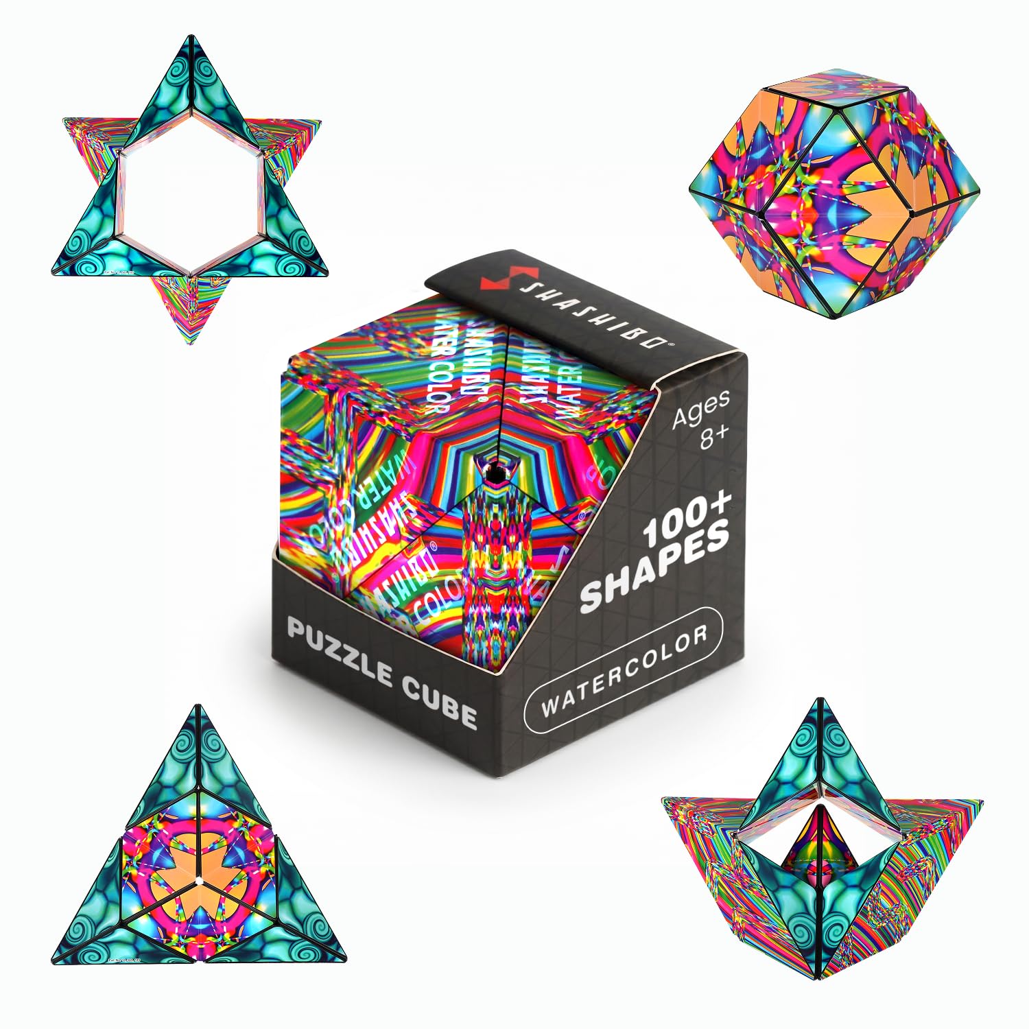 Shashibo DODECA Magnetic Puzzle Cube, Stress Relief Fidget Toy | 100+ Possible Shapes, Sensory Fidget Toy For Adults & Kids, Fun Shape Shifting Puzzle Box For All Ages Water Color DODECA