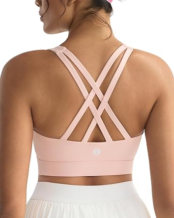RUNNING GIRL Sports Bra for Women,Molded Cup Strappy Running High Impact Sports Bra with Sewn in Pads
