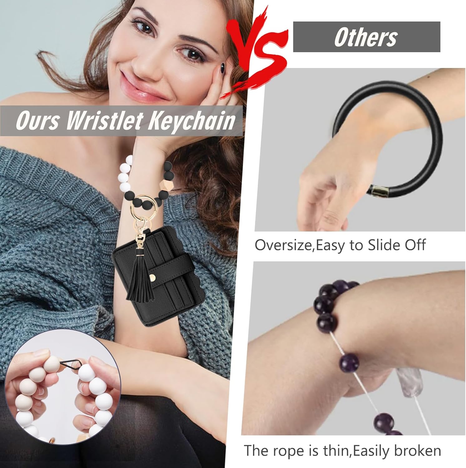 Wristlet Wallet for Women with Keychain – RFID Card Holder Small Wallet Wristlet with Key Ring - Image 5