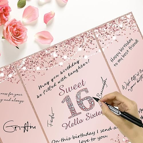 Miniatura 4 de Vlipoeasn Libro de invitados alternativo de cumpleaños de 16 años, decoraciones de cumpleaños de 16 años para niña, libro de firma de fiesta de