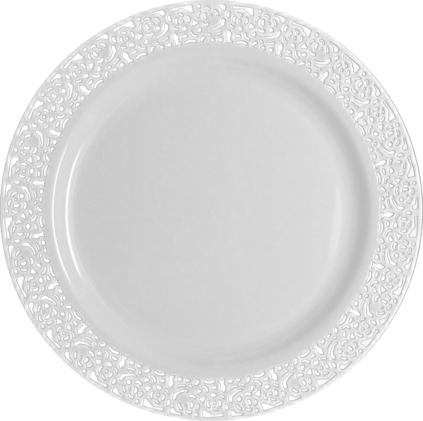 Plastic White Dinner Plates with White Rim - 10.25" | Inspiration Collection | Pack of 10