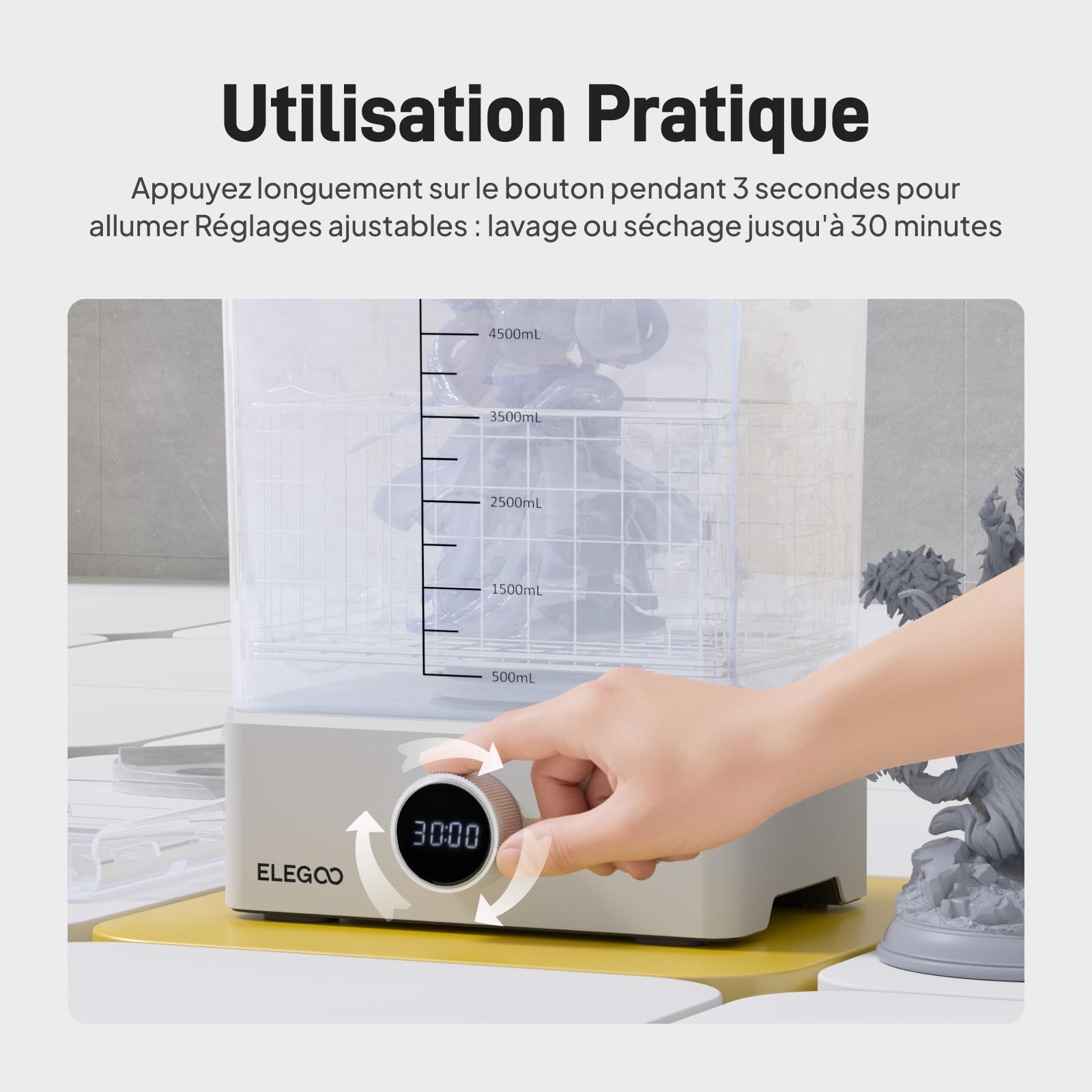 ELEGOO Mercury XS Bundle Machine Wash & Cure Station de Lavage et de Durcissement Séparée pour Les Grands Modèles Imprimés en Résine 3D avec Un Lampe UV Portable, Compatible avec Saturn et Mars