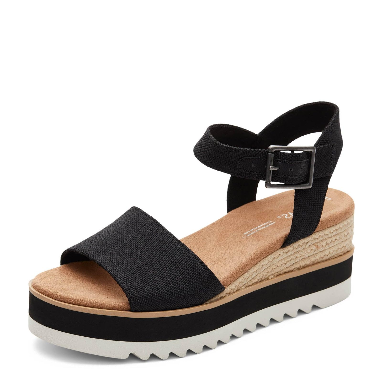TOMS Damen Diana Sandale, Schwarzes schweres Segeltuch mit breiter Breite, 7 Wide