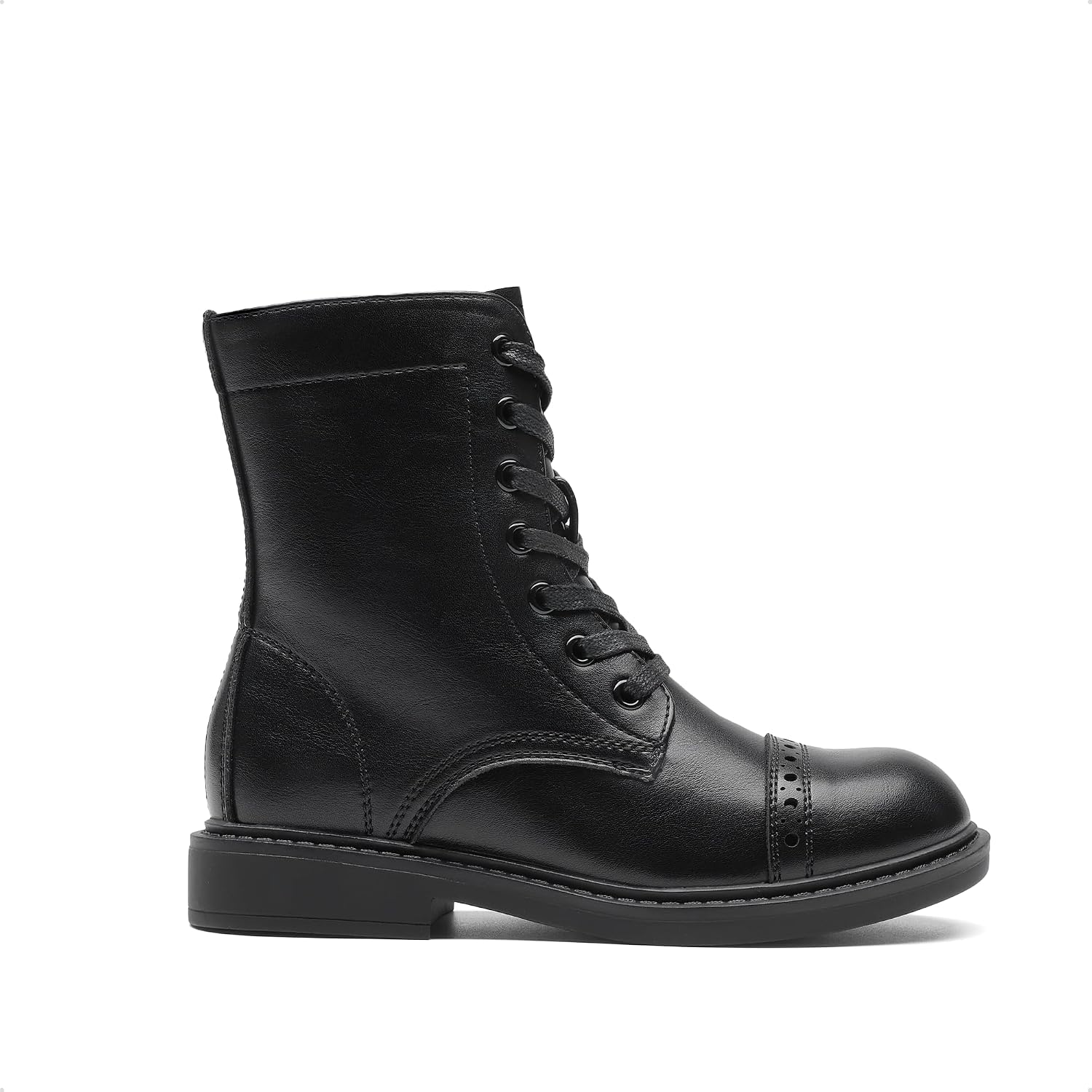 DREAM PAIRS Girls Boys Combat Ankle Boots Side Zipper Shoes with Lace Up for Toddler/Little Kid/Big Kid