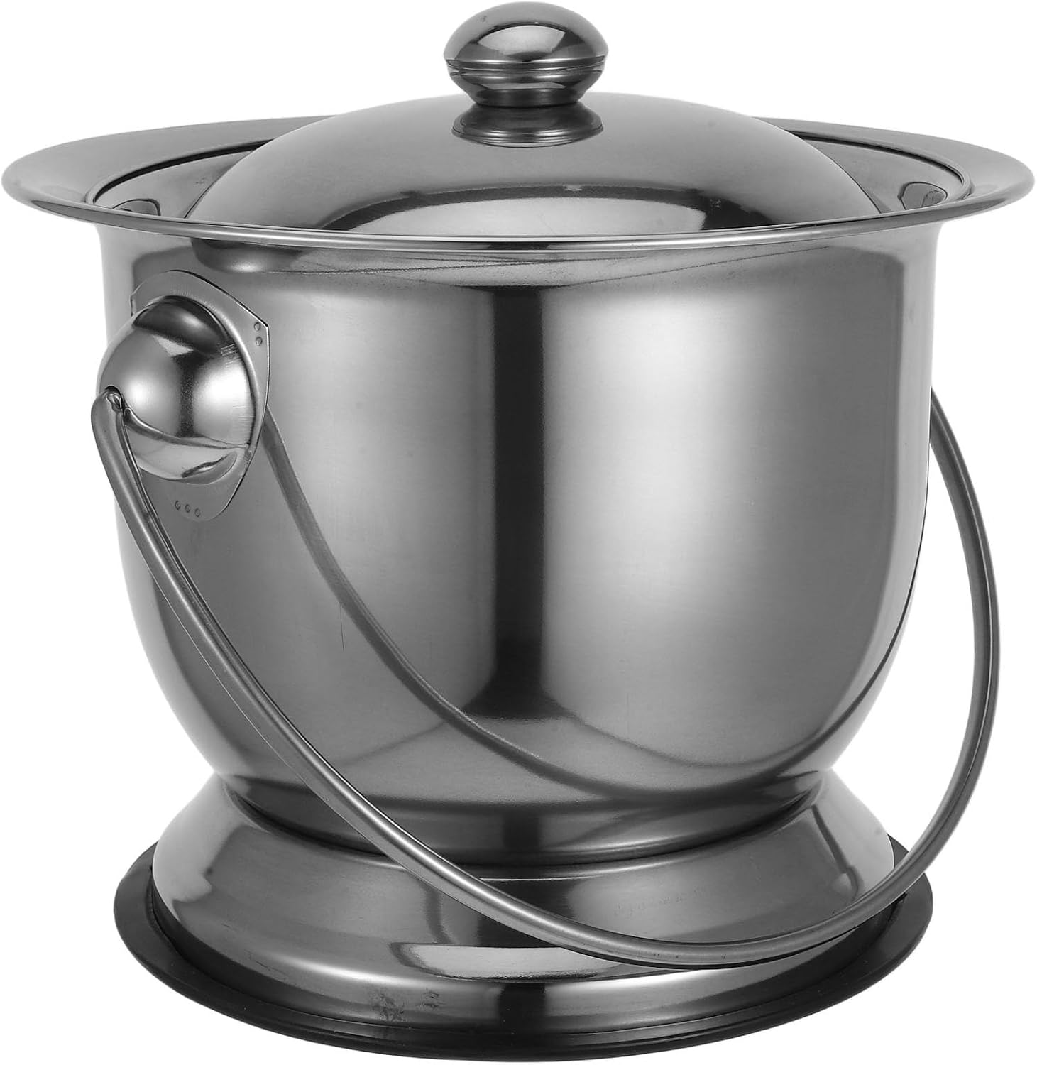 ERINGOGO Stainless Steel Adult Urine Bucket Bedpan with Lid and Non-Slip Ring, Large Capacity Portable Chamber Pot for Elderly, Pregnant Women, Travel, and Home Use