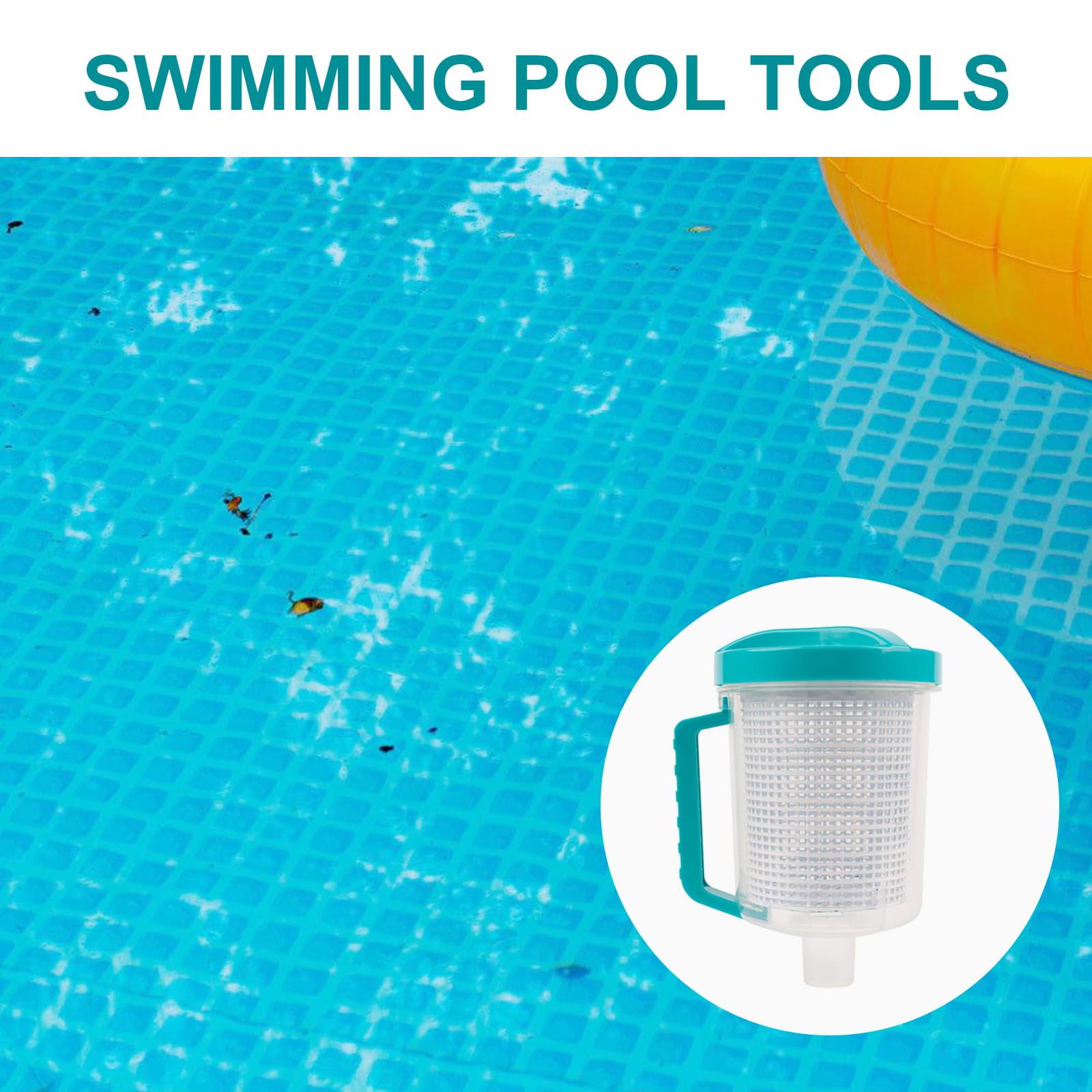 Práctica trampa para hojas de mantenimiento de piscina con tapa fácil de abrir, bidón de piscina en línea, gran capacidad, recogecestos, cesta de trampa