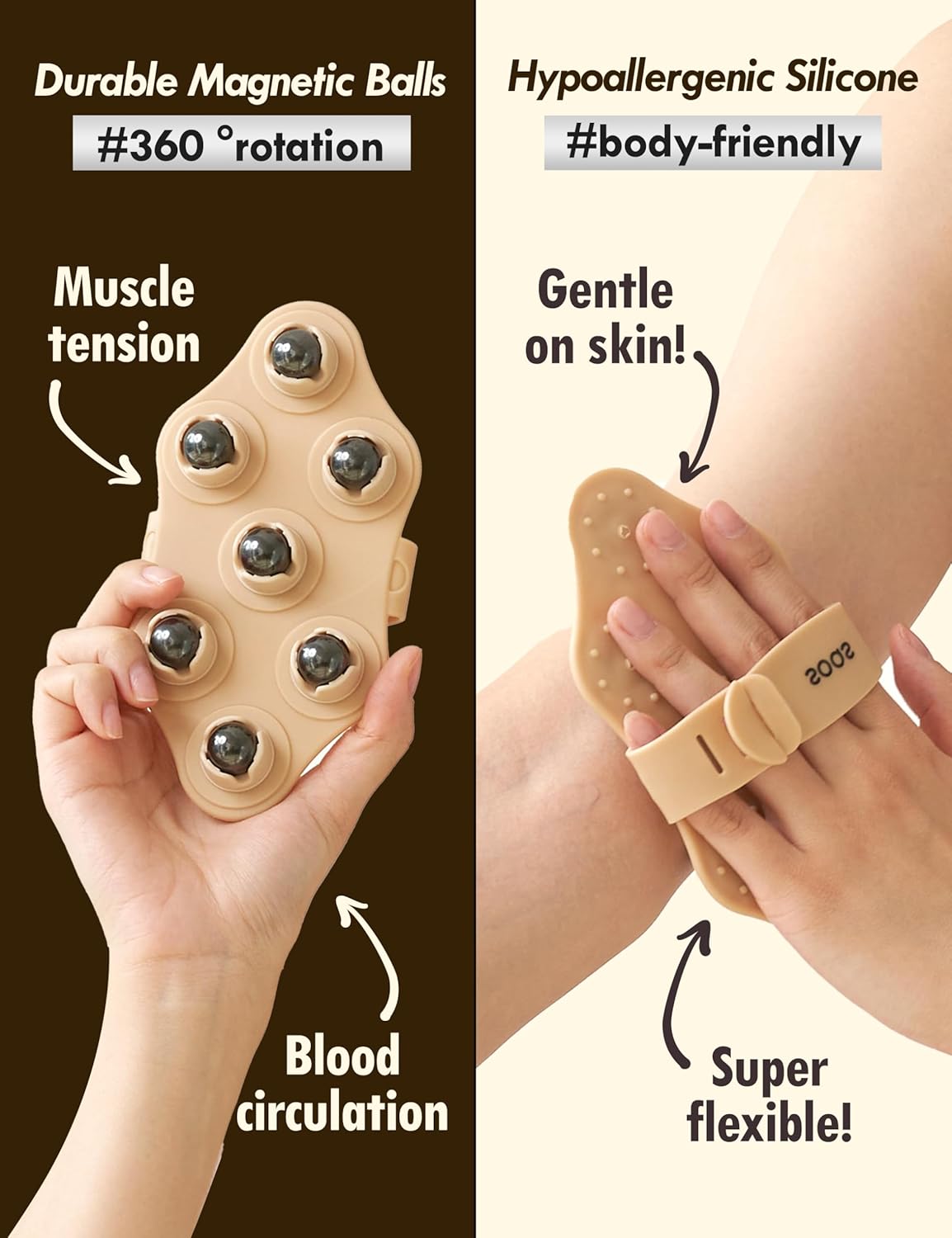 Soas Full-Body Lymphatic Massage Hand held a massage roller with 7 magnetic bead roller balls. Back hand neck shoulder thigh massage (1 set, 2 EA) for lack of muscle stress and physical fatigue Soas Full-Body Lymphatic Massage Hand held a massage roller with 7 magnetic bead roller balls. Back hand neck shoulder thigh massage (1 set, 2 EA) for lack of muscle stress and physical fatigue