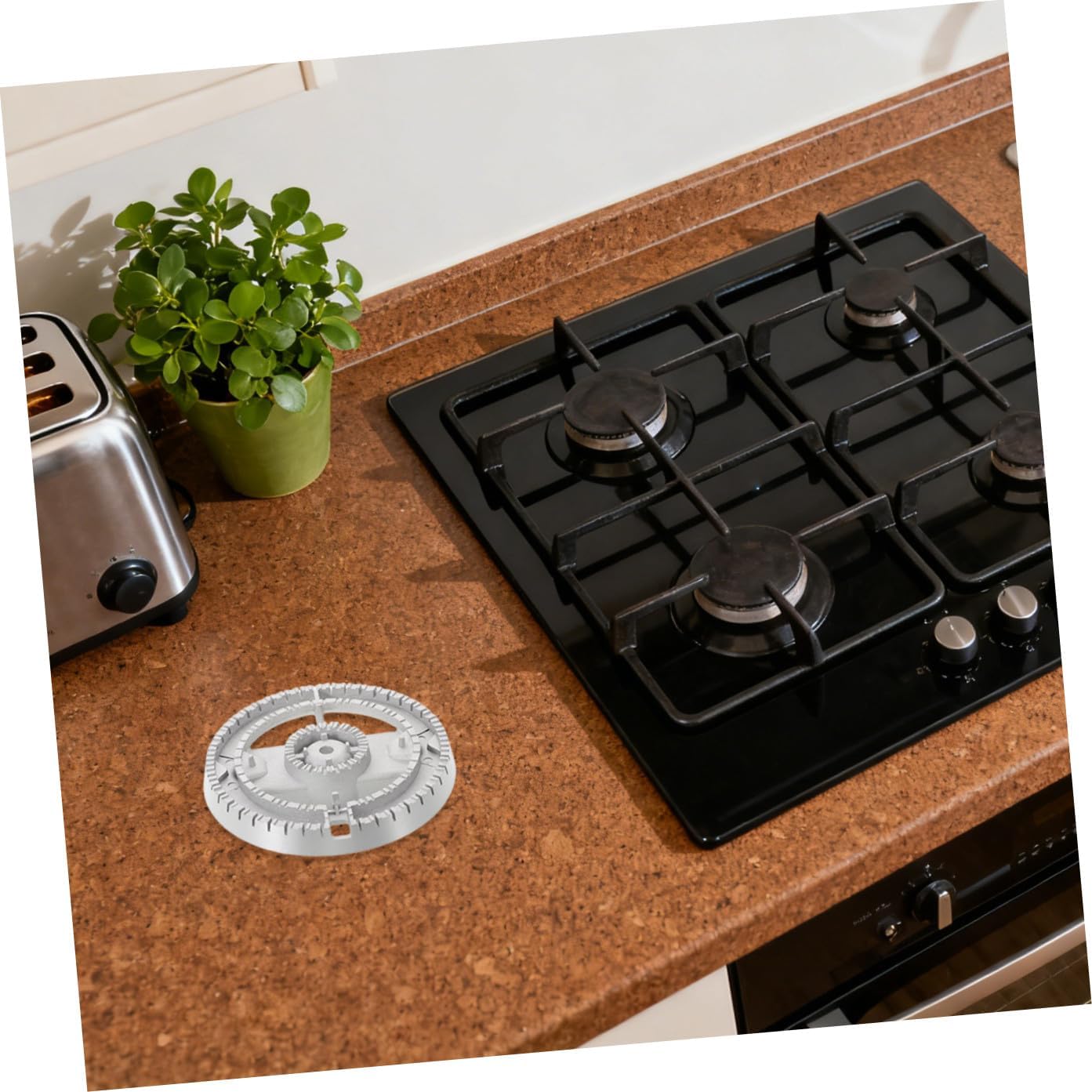 Garneck Fireproof Gas Stove Burner Head Replacement for Household Kitchen Metal Fire Distributor Accessory with Heat Resistant Cast Trivet Easy-Clean Embedded Burner Cover Compatible with