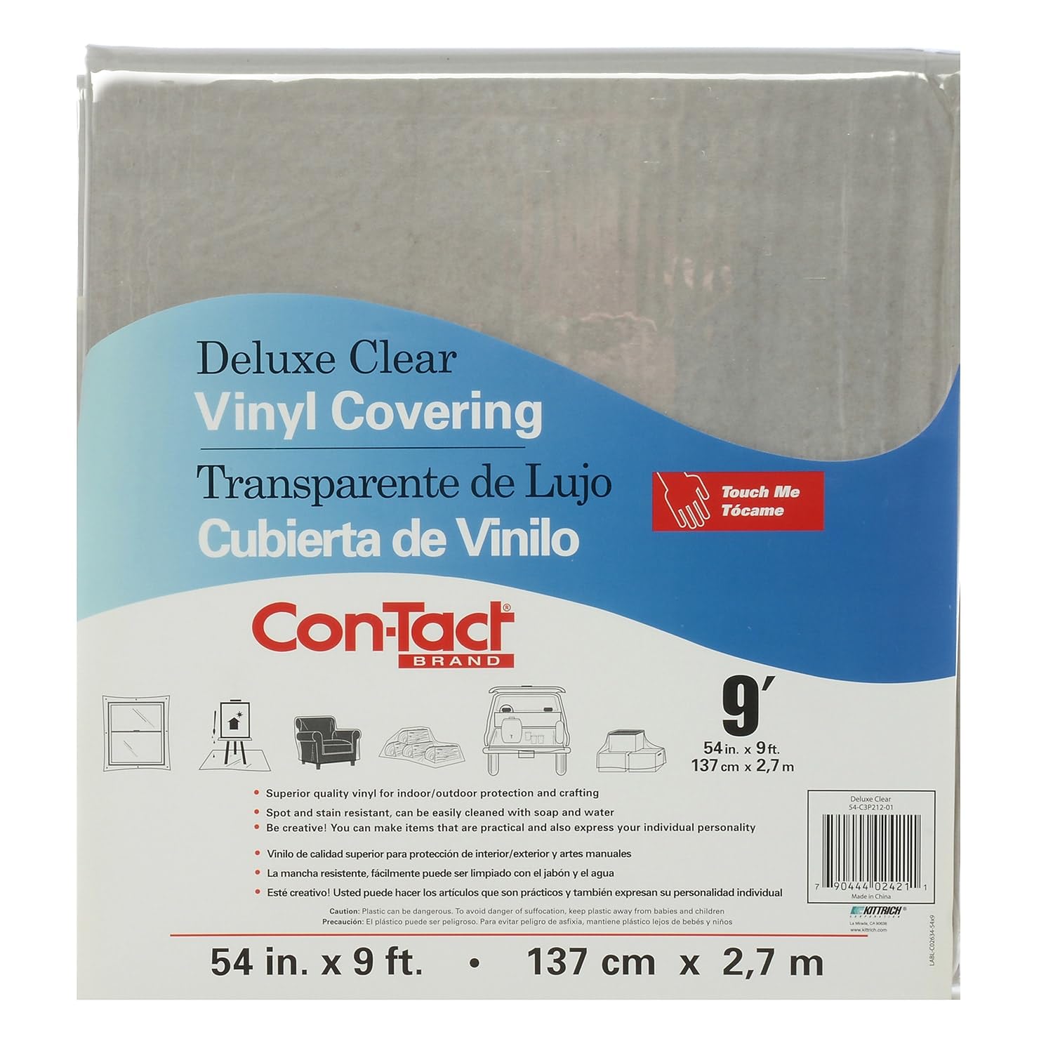 Con-Tact Brand Clear Vinyl Covering, Deluxe, 54" x 9', KIT54C3P21206P