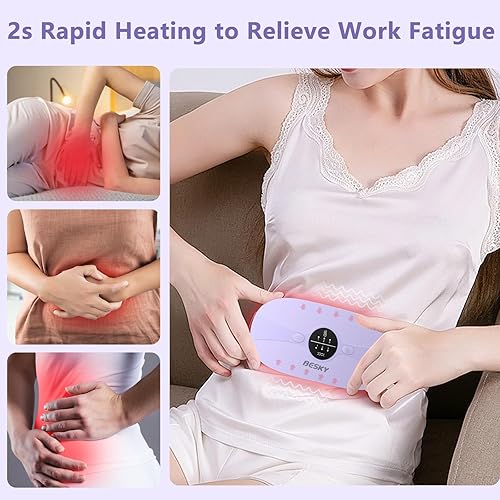 Miniatura 4 de Besky Almohadilla térmica, portátil inalámbrica menstrual, almohadilla térmica con 3 niveles de calor y 3 modos de masaje, almohadilla térmica