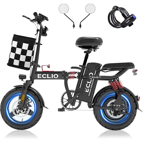 DDC SPORT Folding Electric Bike for Adults, Peak 800W Motor 25MPH, 48V 14Ah Removable Battery 35-55Miles Ebike,14'' Lightweight & Portable Adults Electric Bicycles for Men/Women/Teens