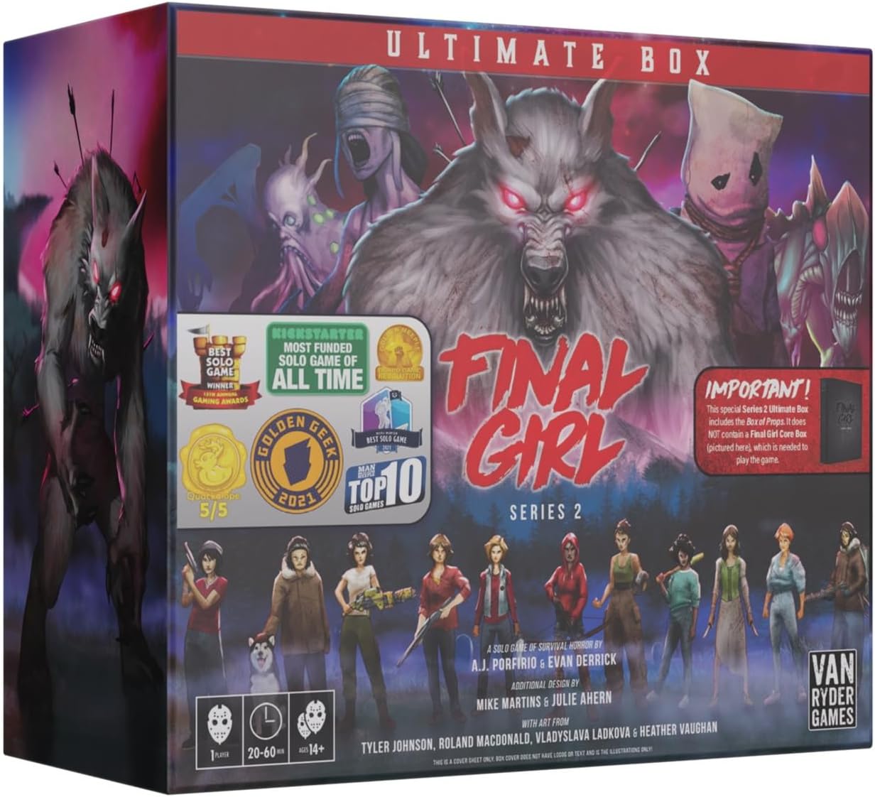 Final Girl Series 2: Ultimate Box - Horror Solo Board Game - 20-45 Minutes of Gameplay - Includes Box of Props, 5 Feature Films, Miniatures & Bonus Content - Teens & Adults Ages 14+ - Van Ryder Games