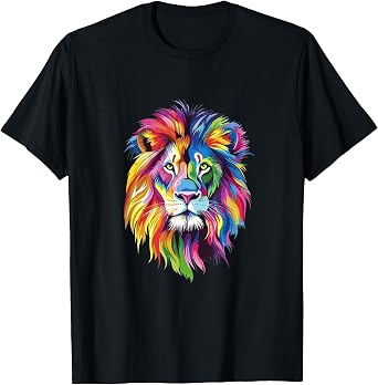 Vibrant Rainbow Lion Art for Bold Animal Lovers T-Shirt