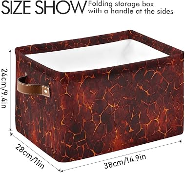 Fire Animated Storage Baskets,Decorative Collapsible Rectangular Canvas Fabric Storage Bin for Home(77)