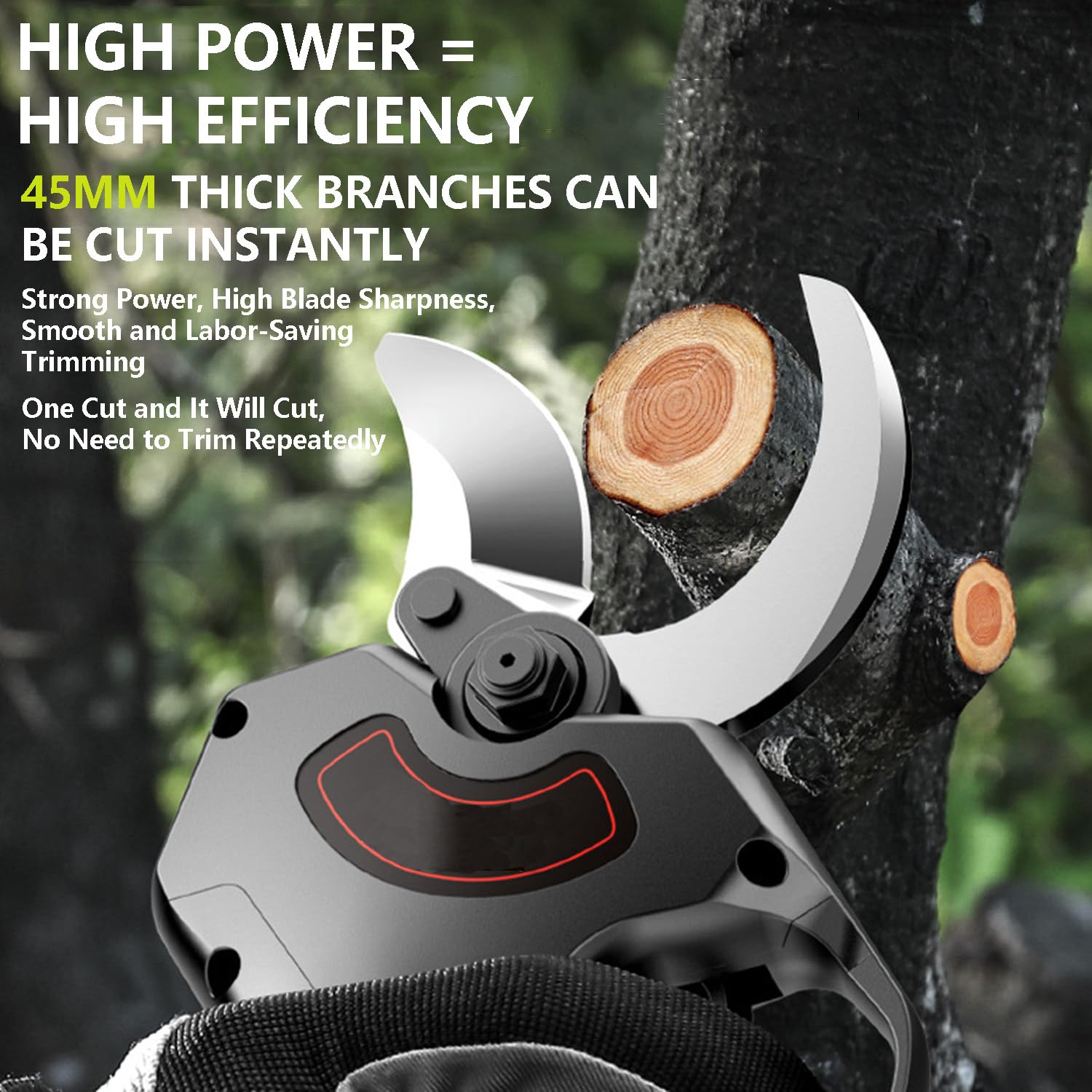 Tijeras De Podar Eléctricas De 980 W, Cortarramas De 6 Cm De Apertura, Con Pértiga Extensible Desmontable De 2,0 M, Rango De Corte De 4-4,5 Cm, Aptas Para Podar Vides, Ramas, Arbustos, Etc,2battery