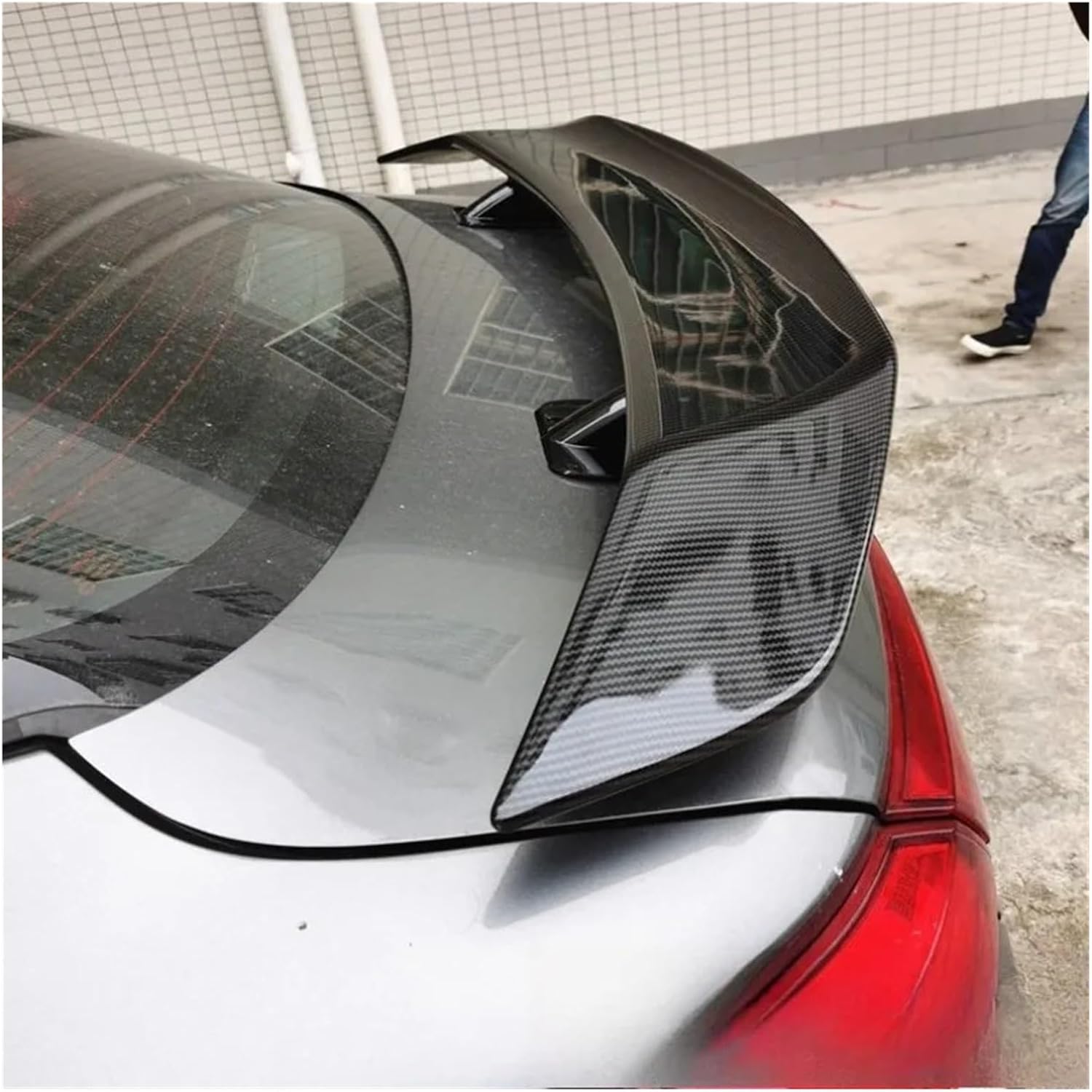 Compatible with Universal Sedan and Sports Cars No-Drill Rear Spoiler Wing Aerodynamic Direct Exterior Styling Body Kit Upgrade Parts(Carbon Fiber Texture)