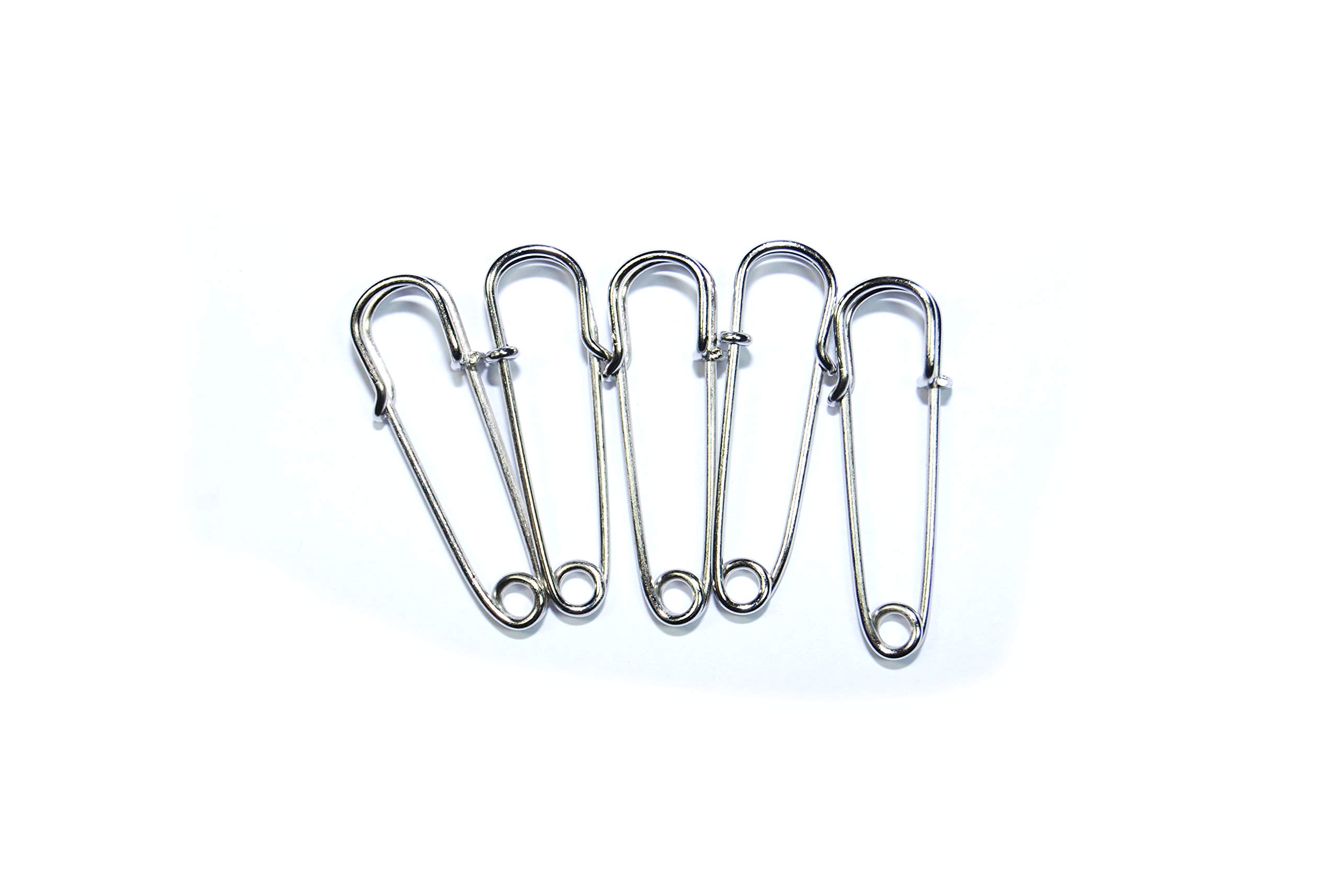 celloexpress Kilt Pins Brooch Various Style & Size Stitch Metal Coat Jacket (Silver 70mm (Without Rings), Pack of 5)