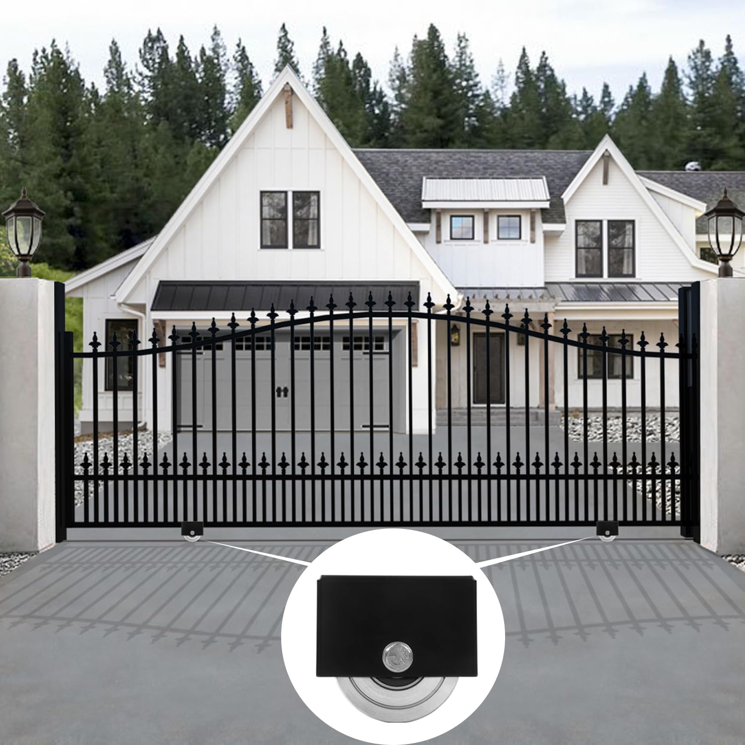 4" V-Groove Slide Gate Wheel with Welded Bracket Wheel Box for Sliding Rolling V Inverted Track Gates up to 3000lbs, Dual Sealed Bearing